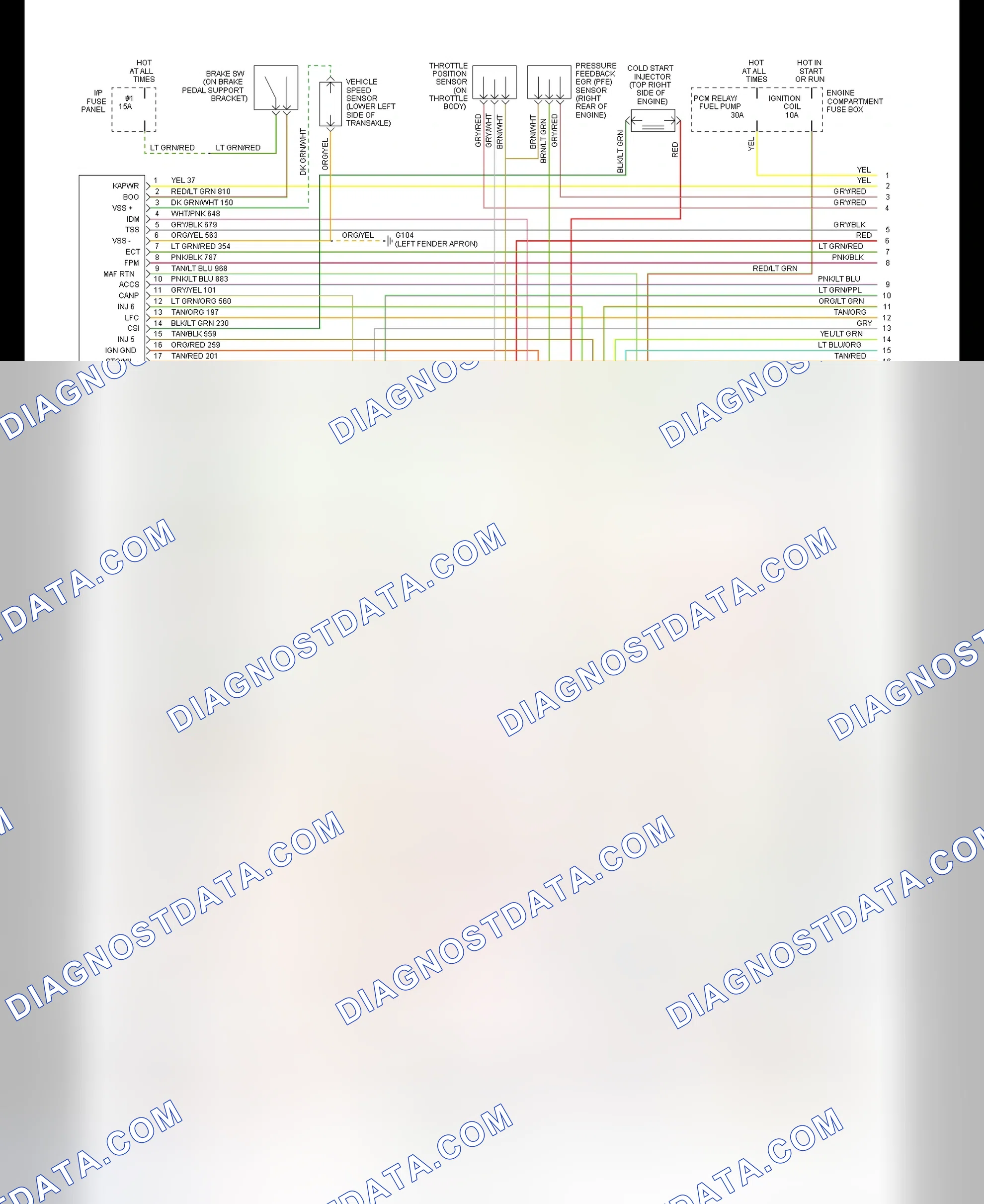 Scheme 187: EEC-IV Wiring Diagram (Taurus 3.0L Flex Fuel - 1 Of 2)