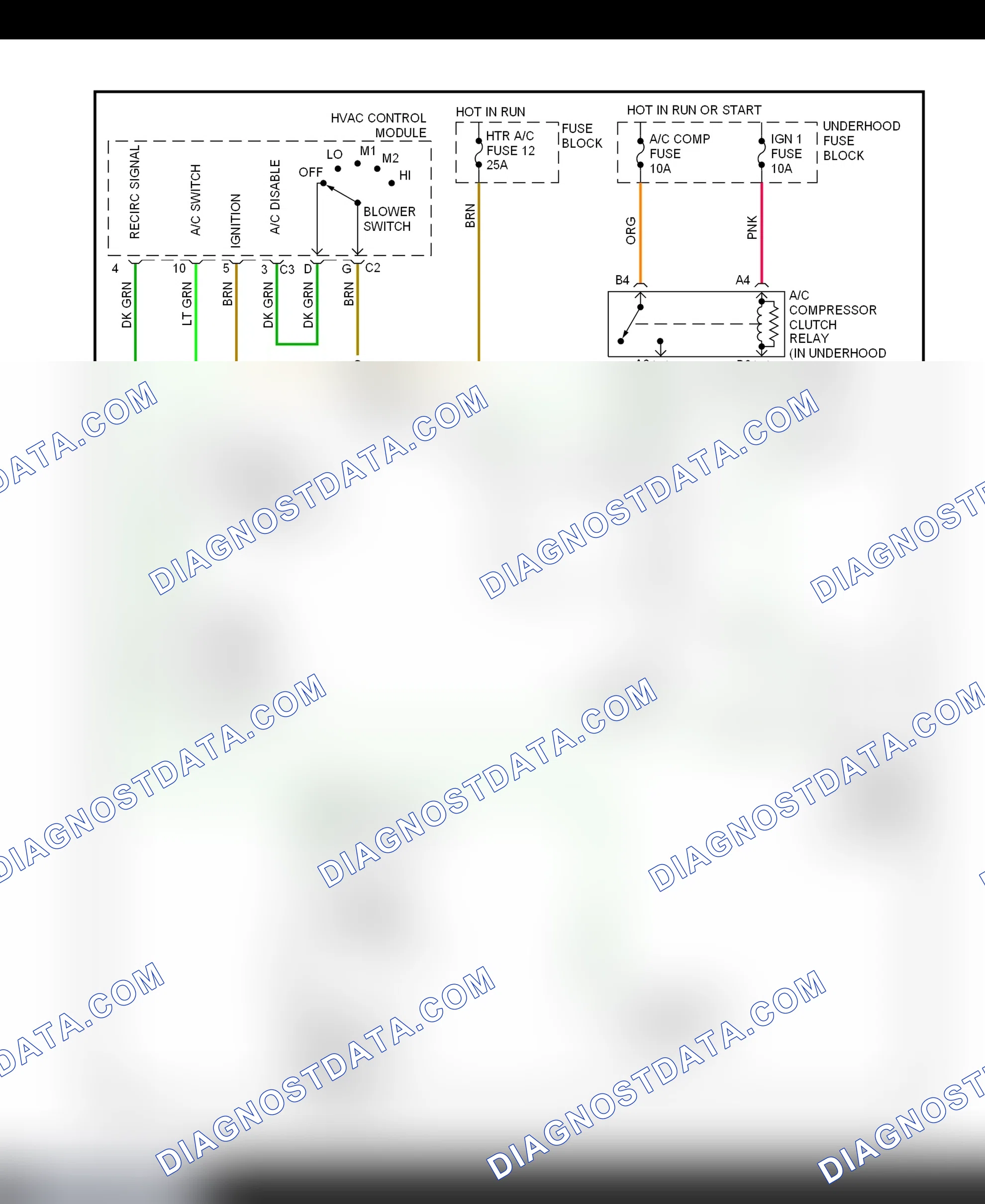 Scheme 14: A/C Compressor Clutch Control Circuit Wiring Diagram ("C" & "K" Pickups, Suburban, Tahoe & Yukon - Diesel Engine)