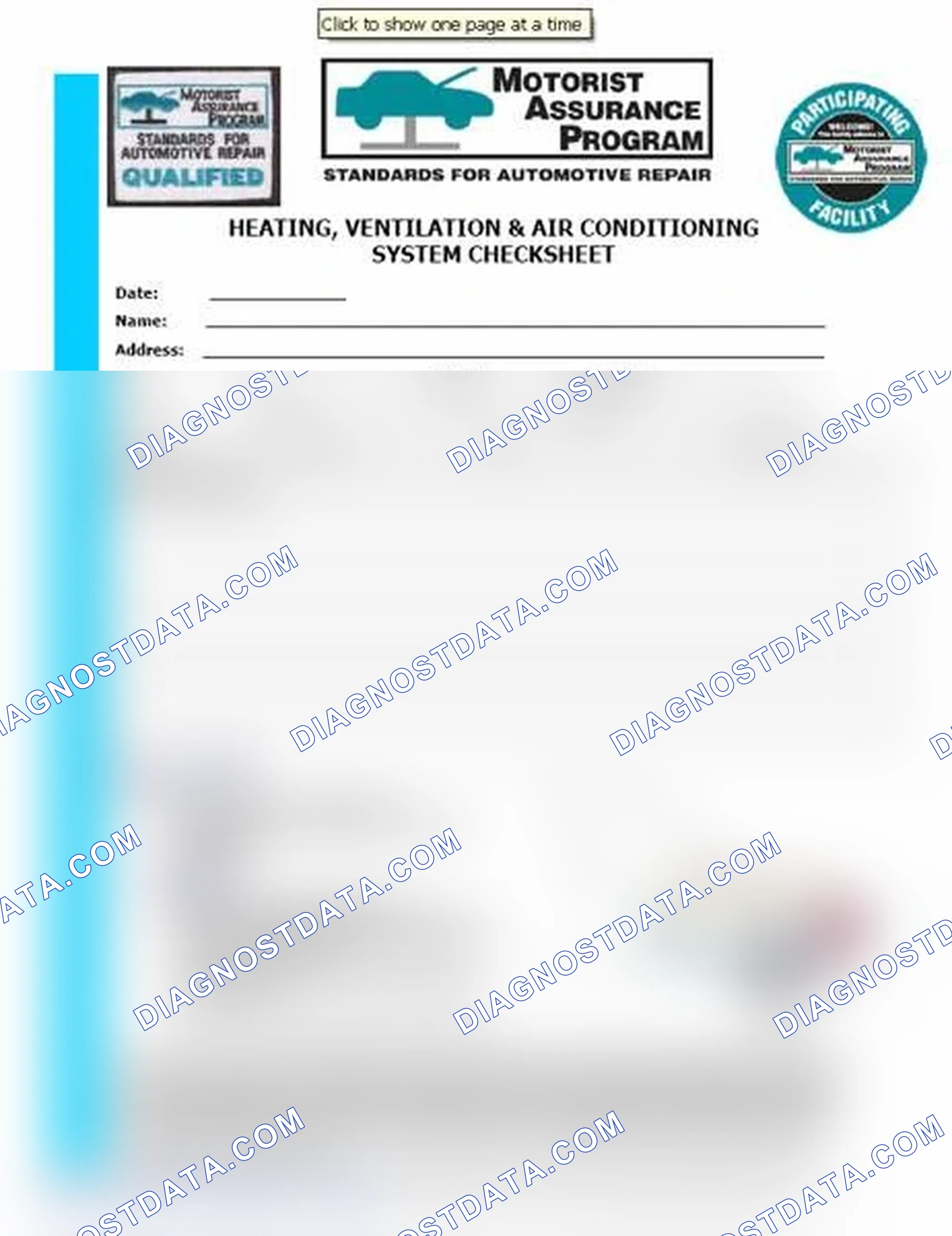 Scheme 15: Heating, Ventilation & Air Conditioning System Checksheet (1 Of 2)