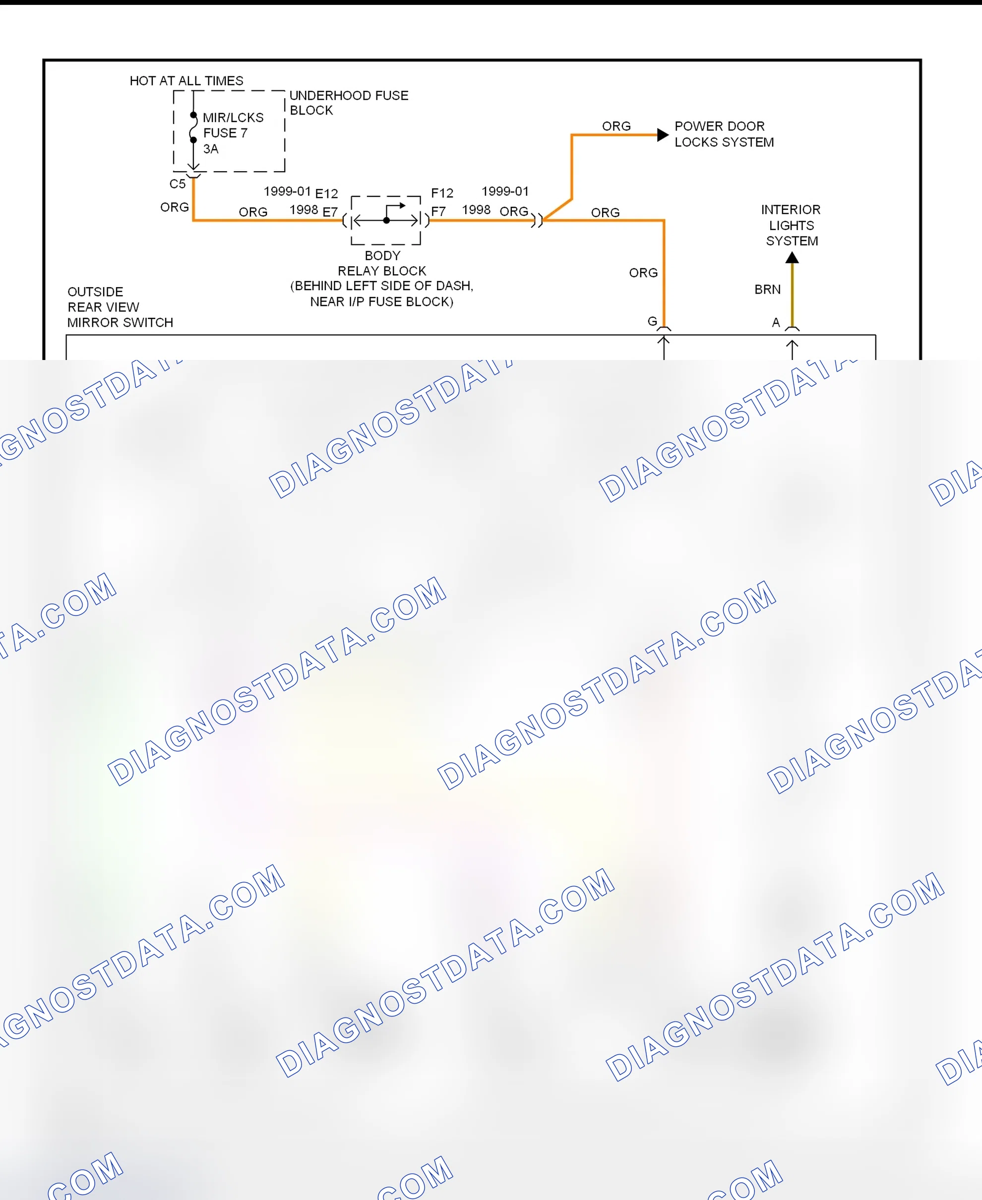 Fig. 8: Power Mirror System Wiring Diagram (Blazer, Bravada, Envoy, Jimmy, Sonoma & S10 Pickup)