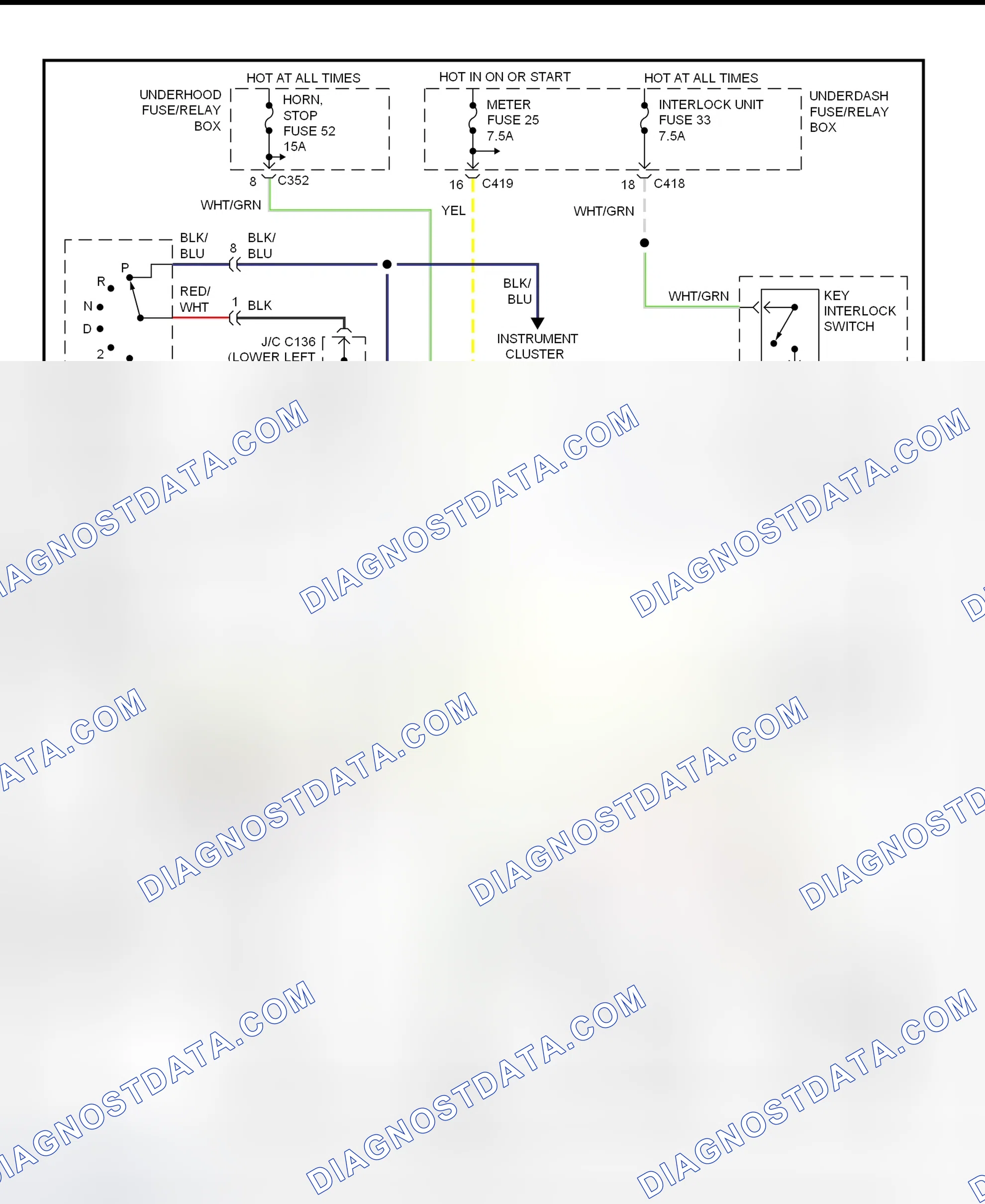 Scheme 124: Shift & Key Interlock System Wiring Diagram (Honda CR-V)
