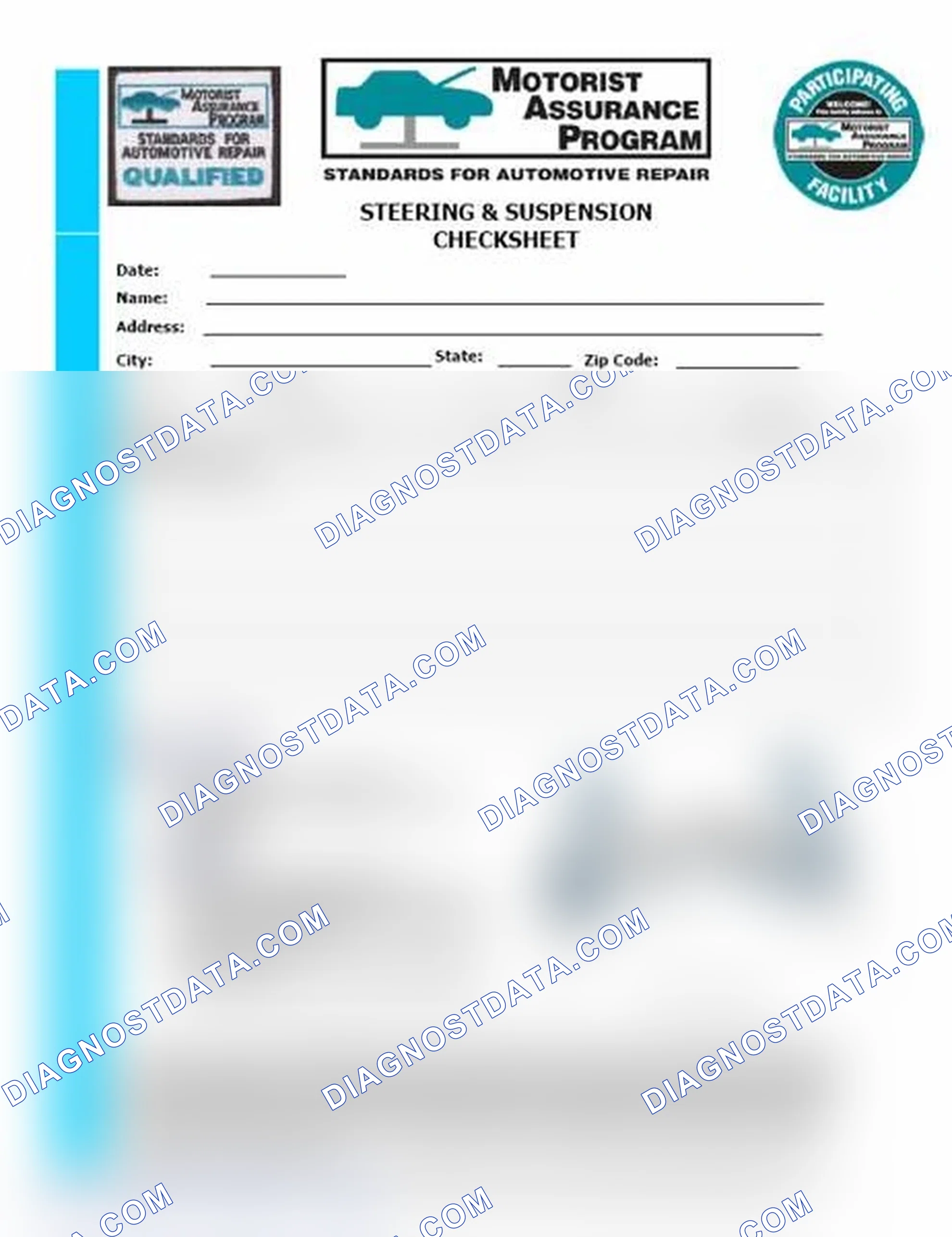 Scheme 11: Steering & Suspension Checksheet (1 Of 2)