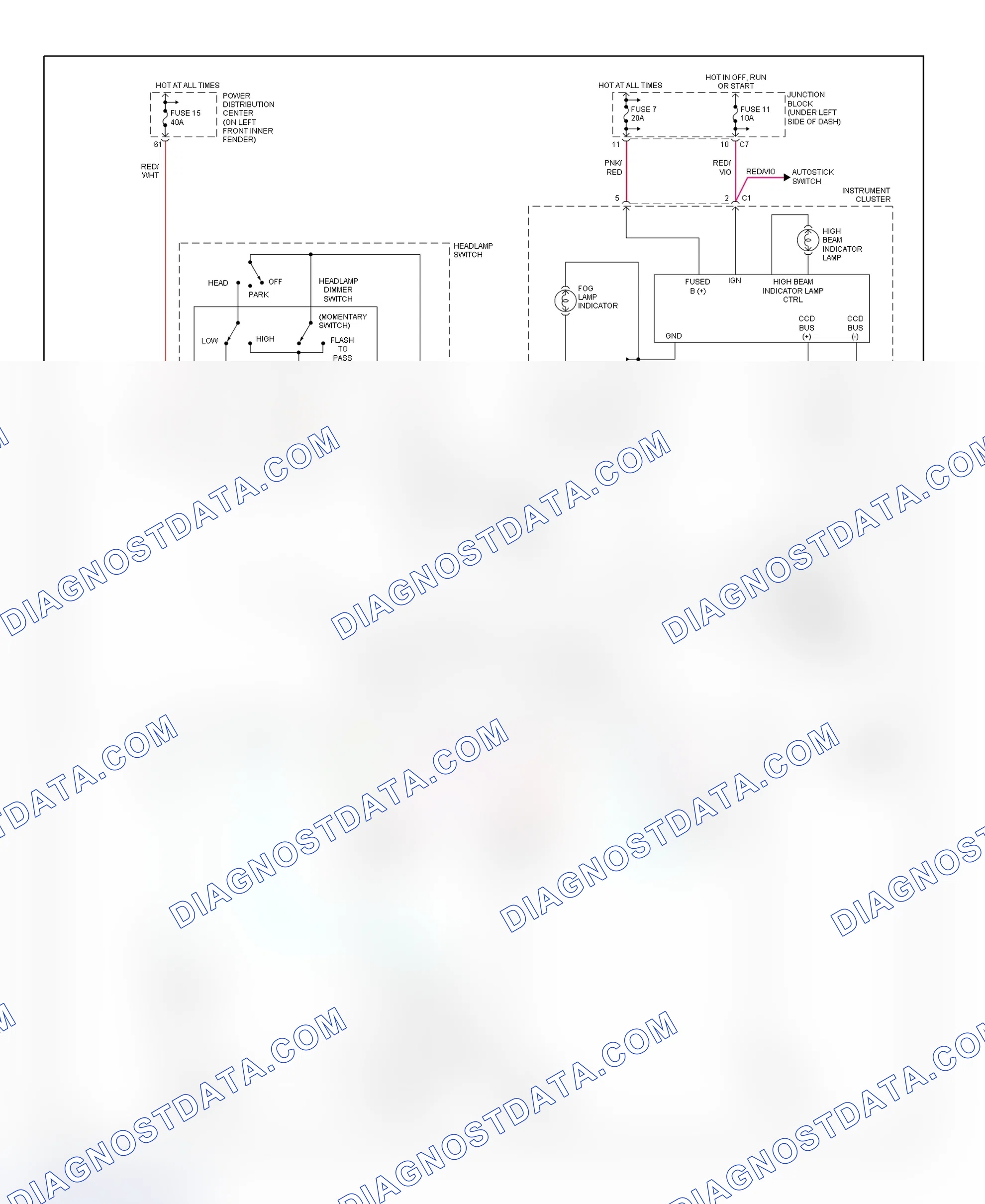 Scheme 2: Headlight System Wiring Diagram (Breeze, Cirrus, Sebring Convertible & Stratus)