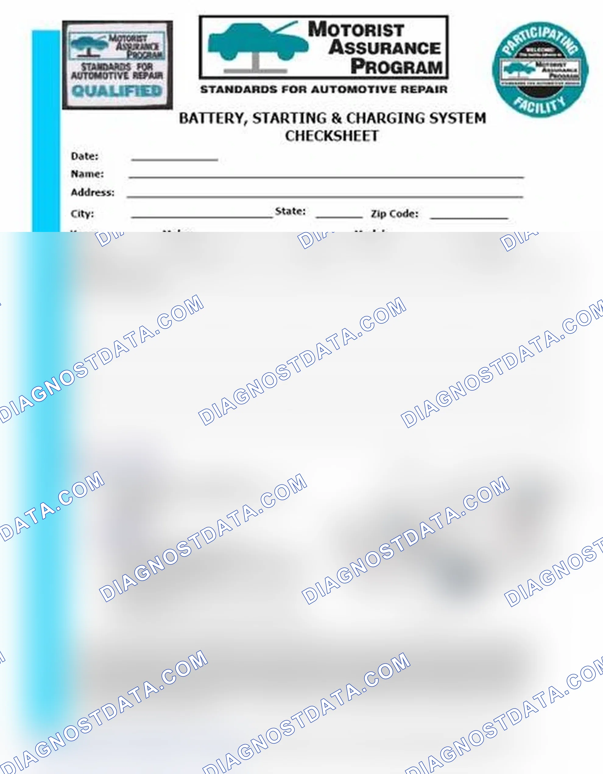 Scheme 3: Battery, Starting & Charging System Checksheet (1 Of 2)