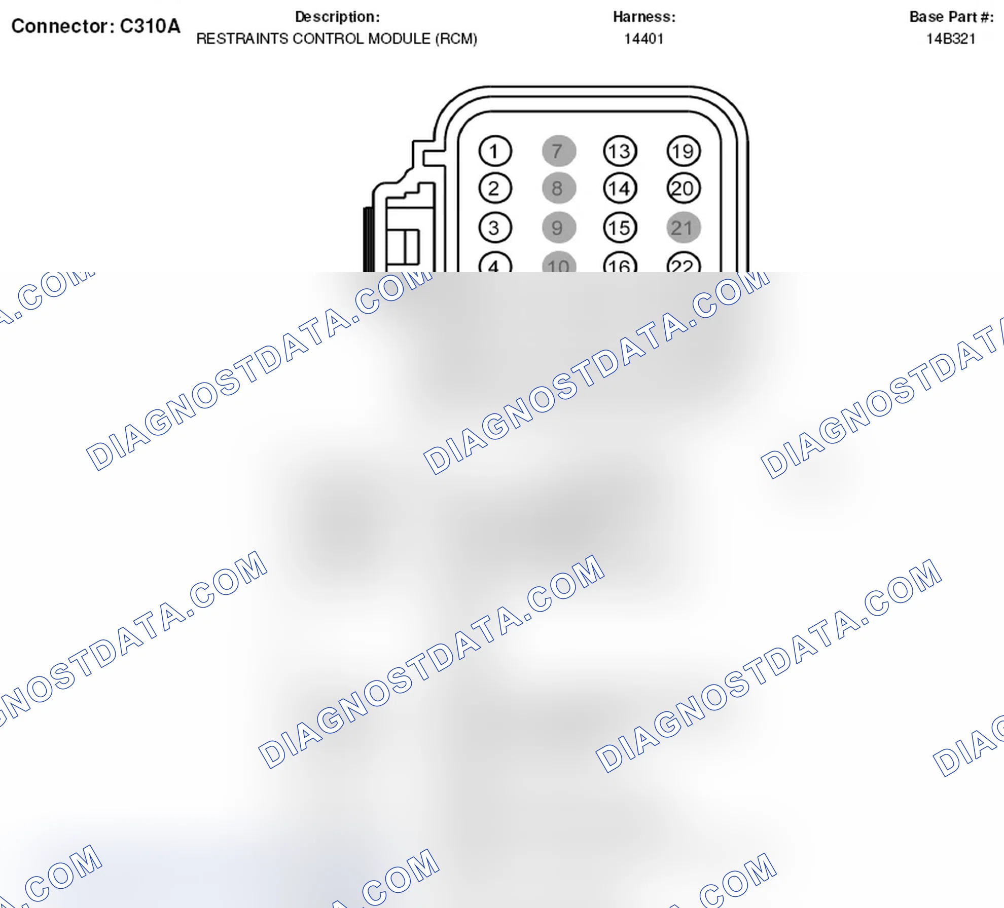 Scheme 124: Restraints Control Module Connector End View (C310A)