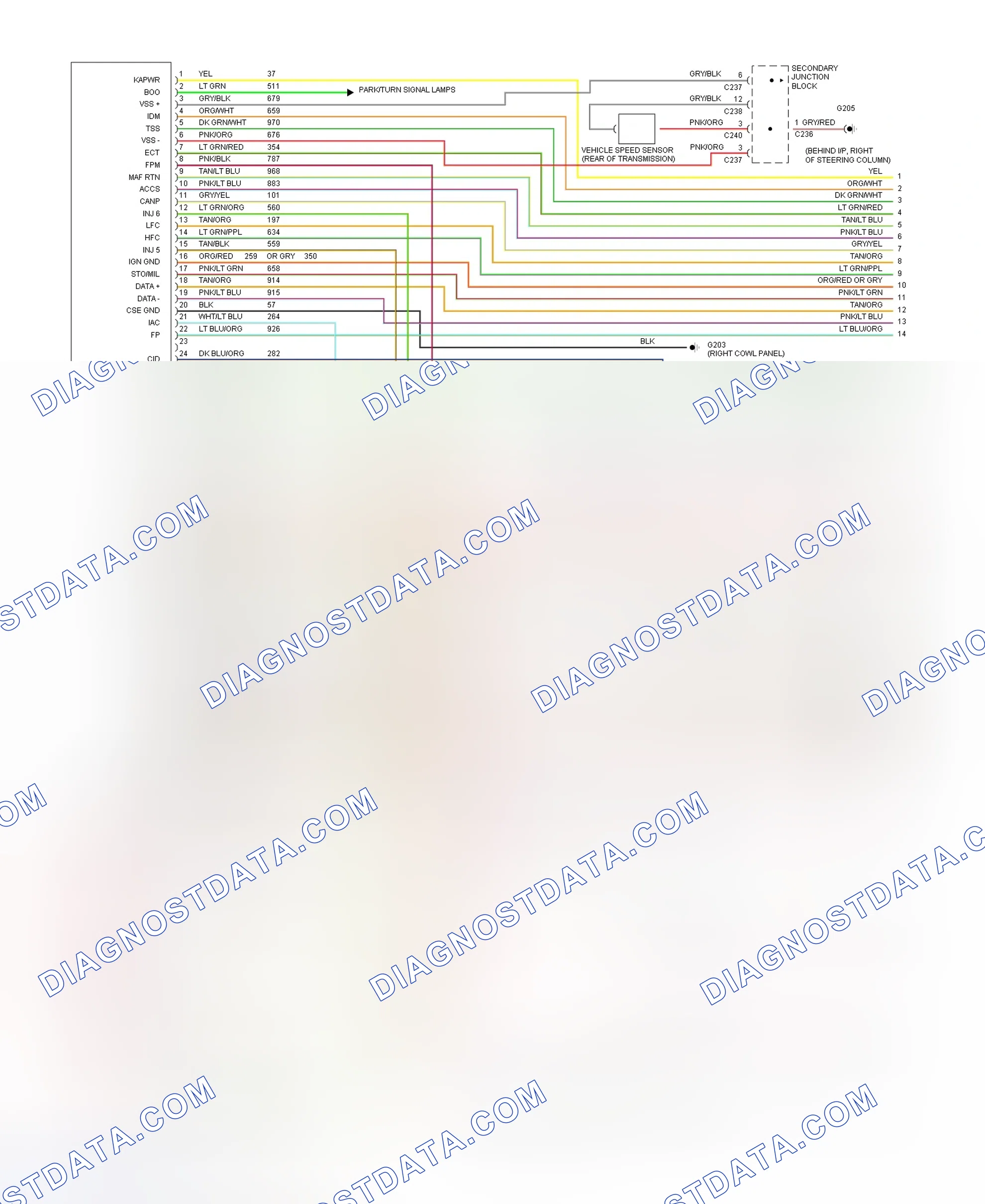 Scheme 159: EEC-IV Wiring Diagram (Cougar 3.8L & Thunderbird 3.8L Except Supercharged - 1 Of 5)