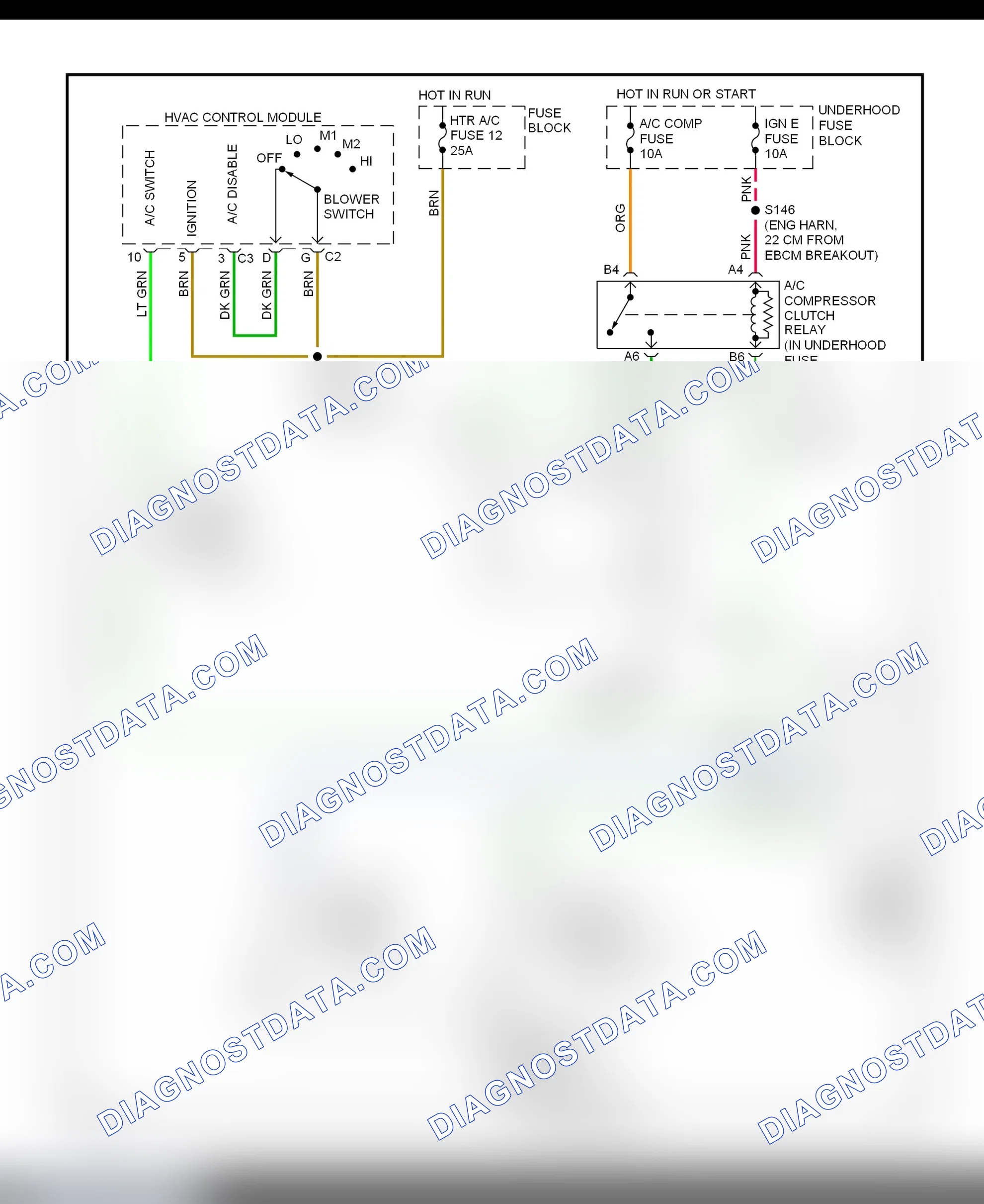 Scheme 13: A/C Compressor Clutch Control Circuit Wiring Diagram ("C" & "K" Pickups, Escalade, Suburban, Tahoe & Yukon - Except Diesel Engine)