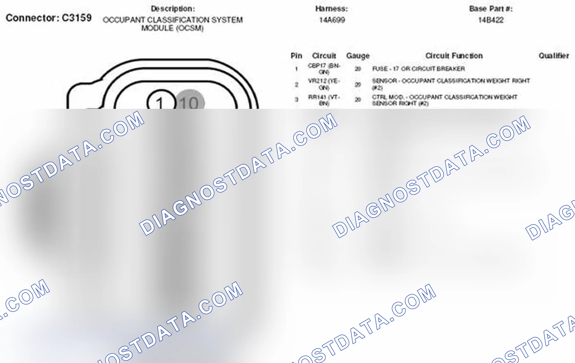 Scheme 348: Occupant Classification System Module Connector End View (C3159)
