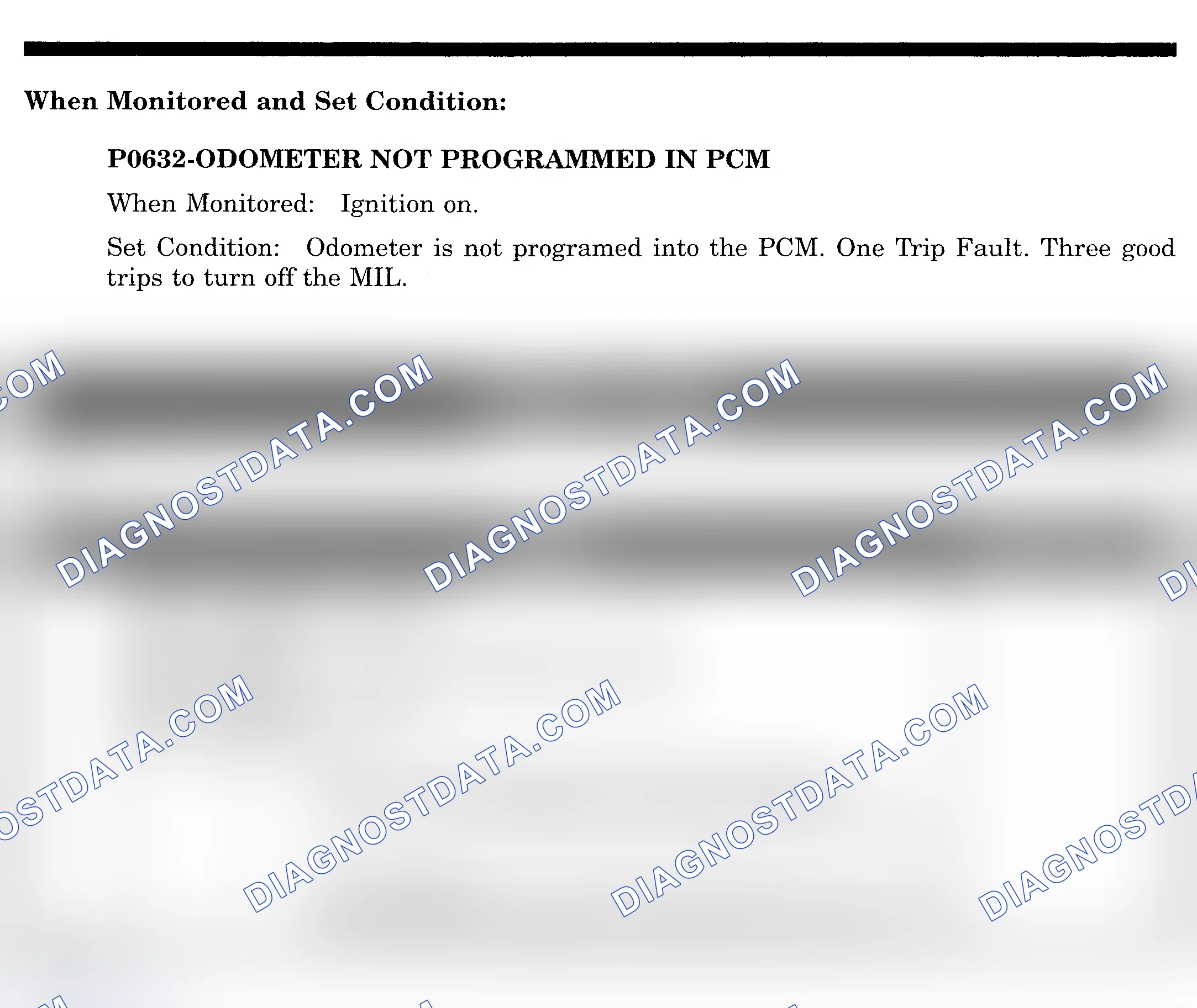 Scheme 637: DTC P0632: ODOMETER NOT PROGRAMMED IN PCM