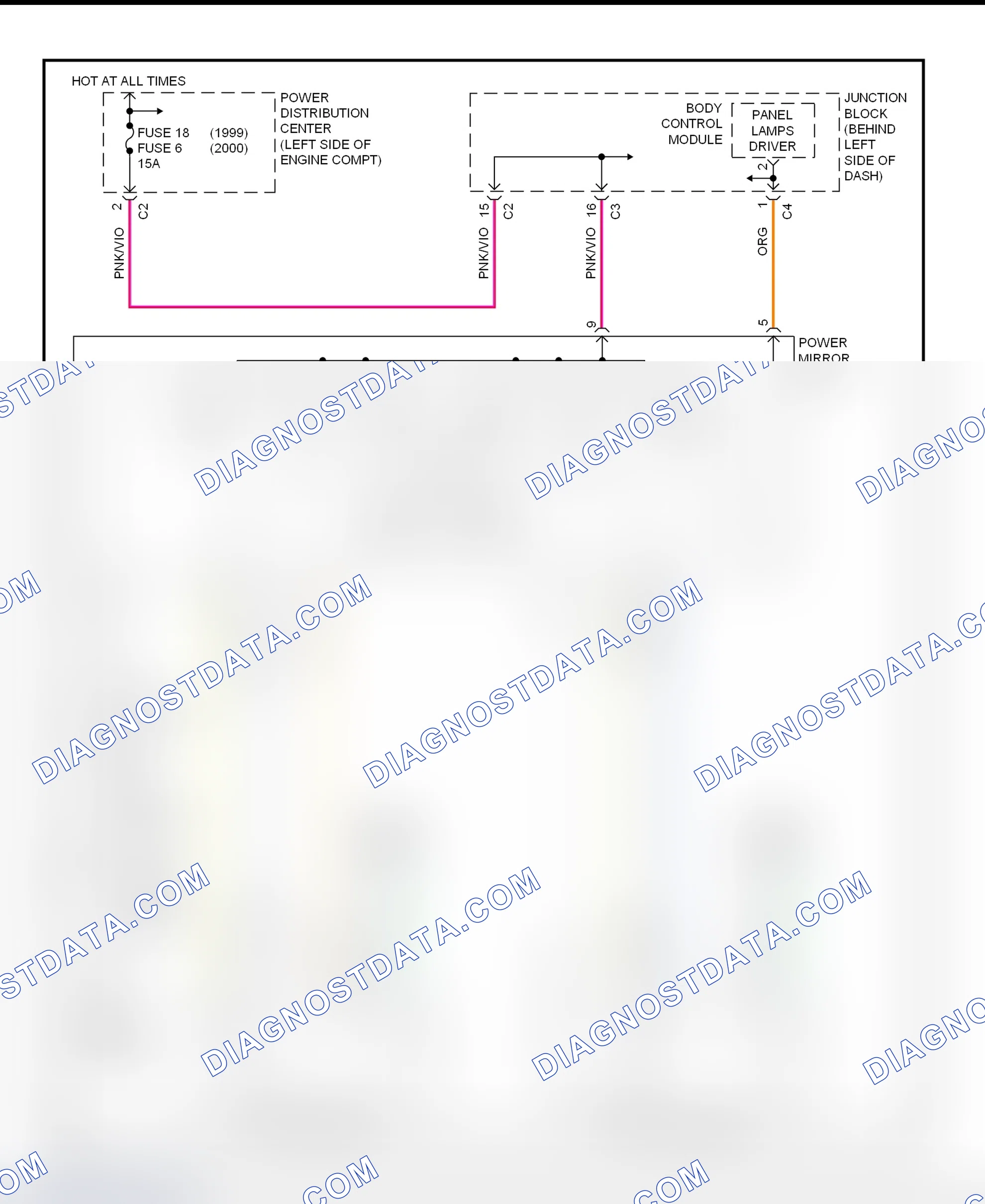 Scheme 1: Power Mirror System Wiring Diagram (Caravan, Town & Country, & Voyager)
