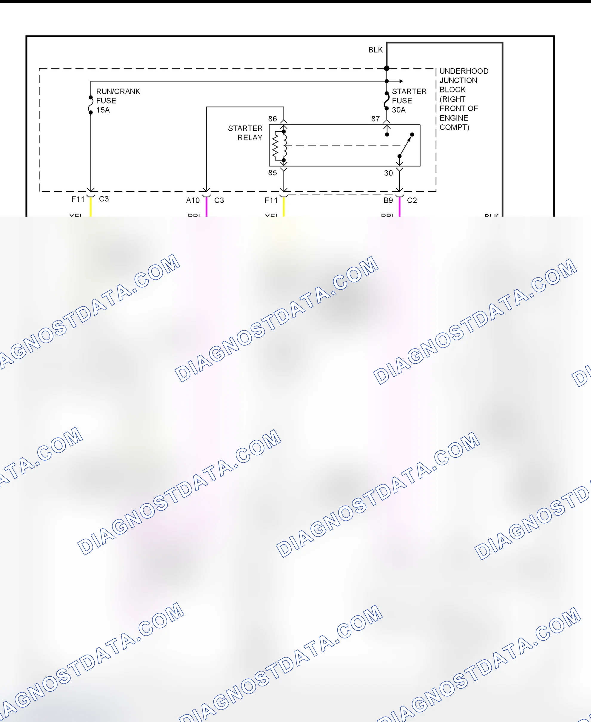 Fig. 29: Starting System Wiring Diagram (Park Avenue)