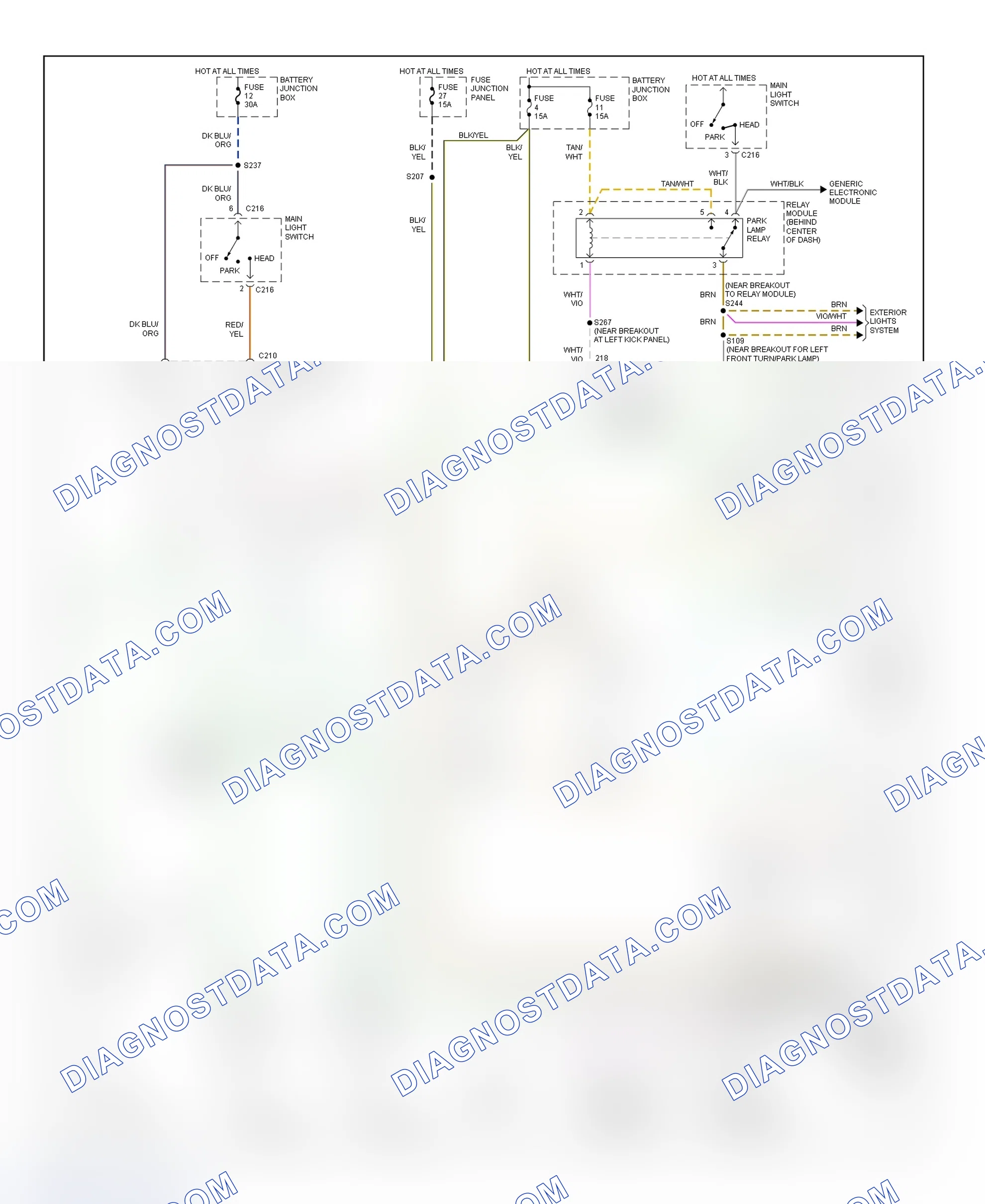 Scheme 12: Headlight System Wiring Diagram (Explorer & Mountaineer - Headlights Circuit)