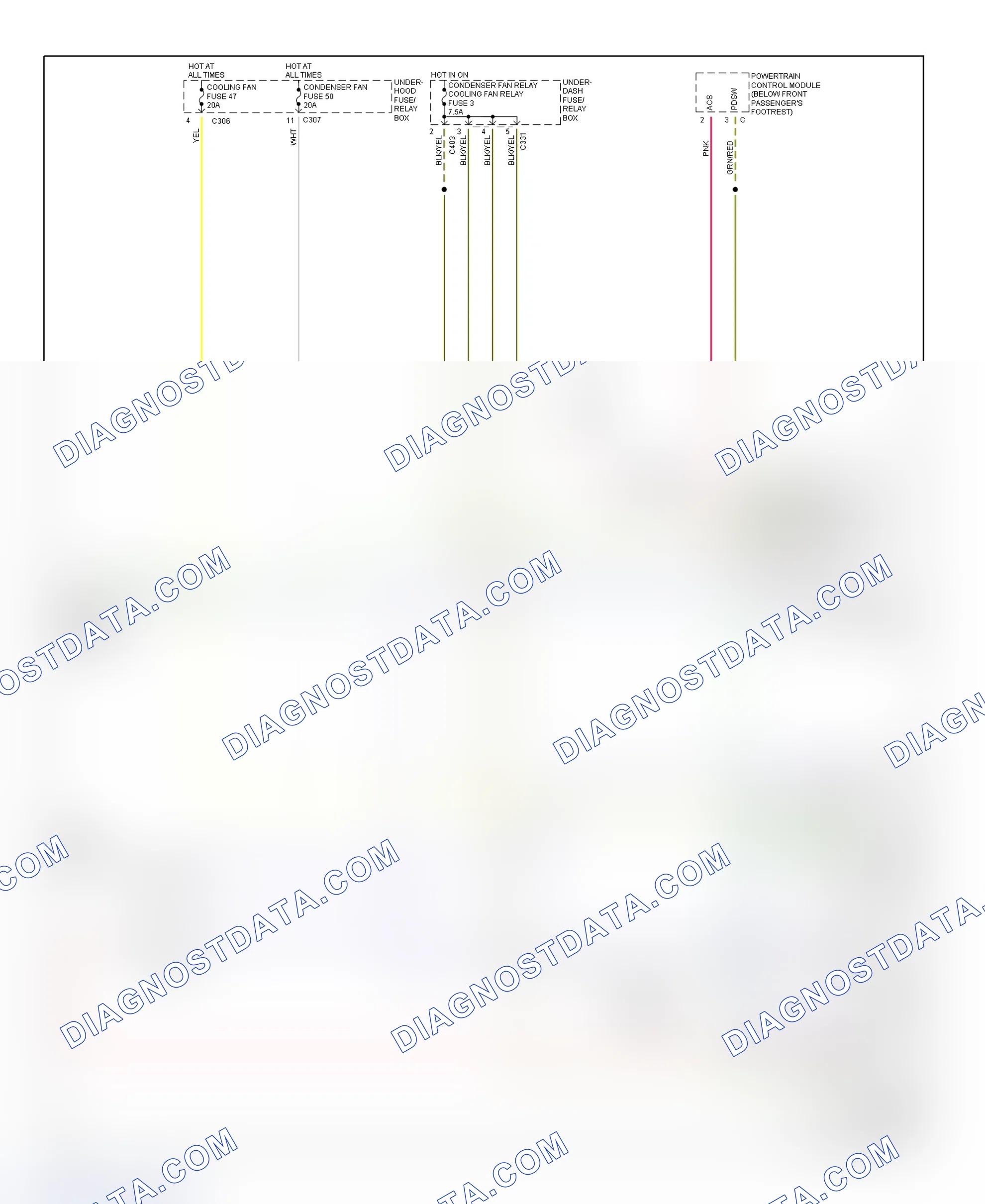 Scheme 22: Electric Cooling Fan System Wiring Diagram (1998 3.5RL)