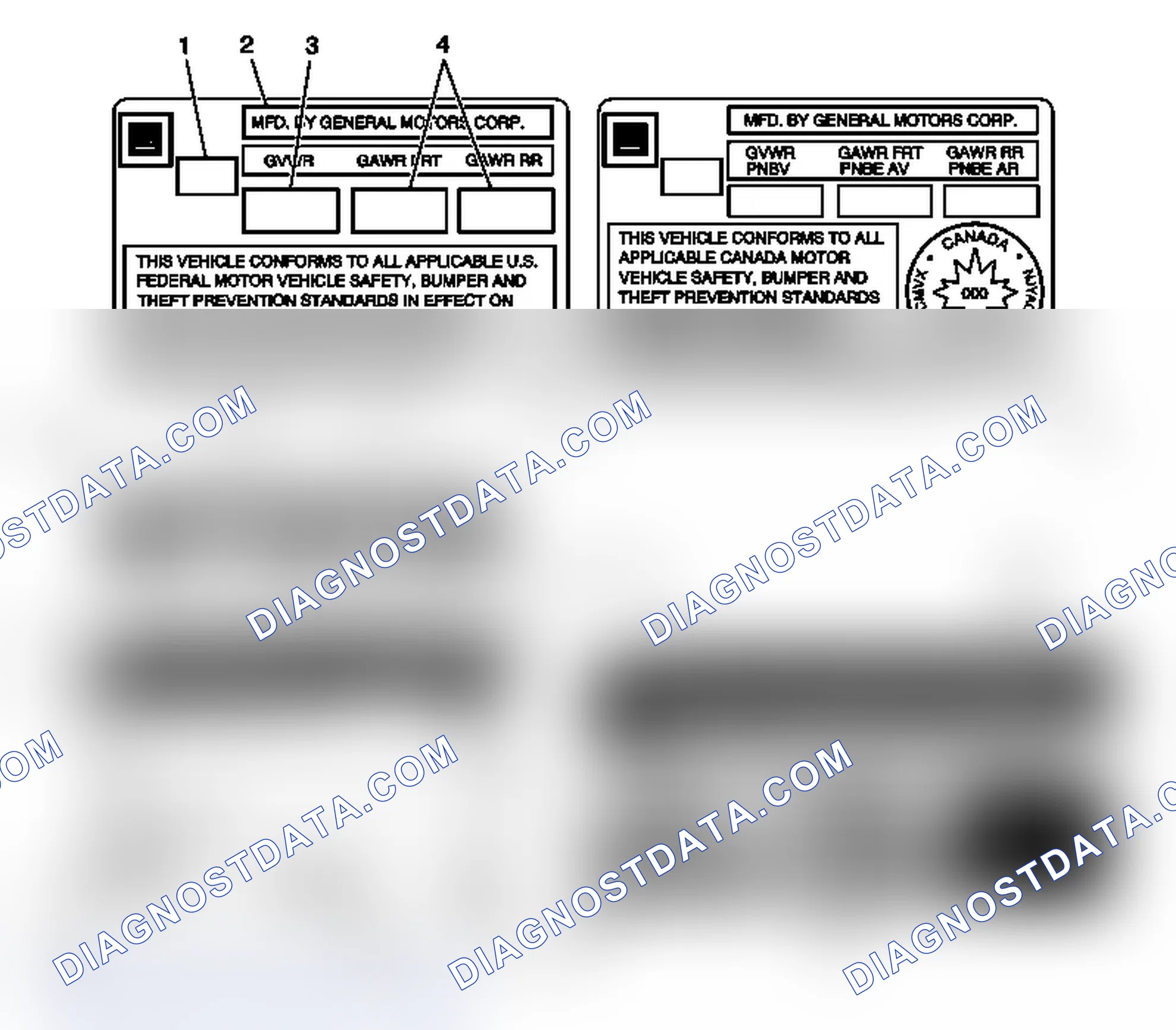Scheme 1: Vehicle Certification, Tire Placard, Anti-Theft, and Service Parts ID Label