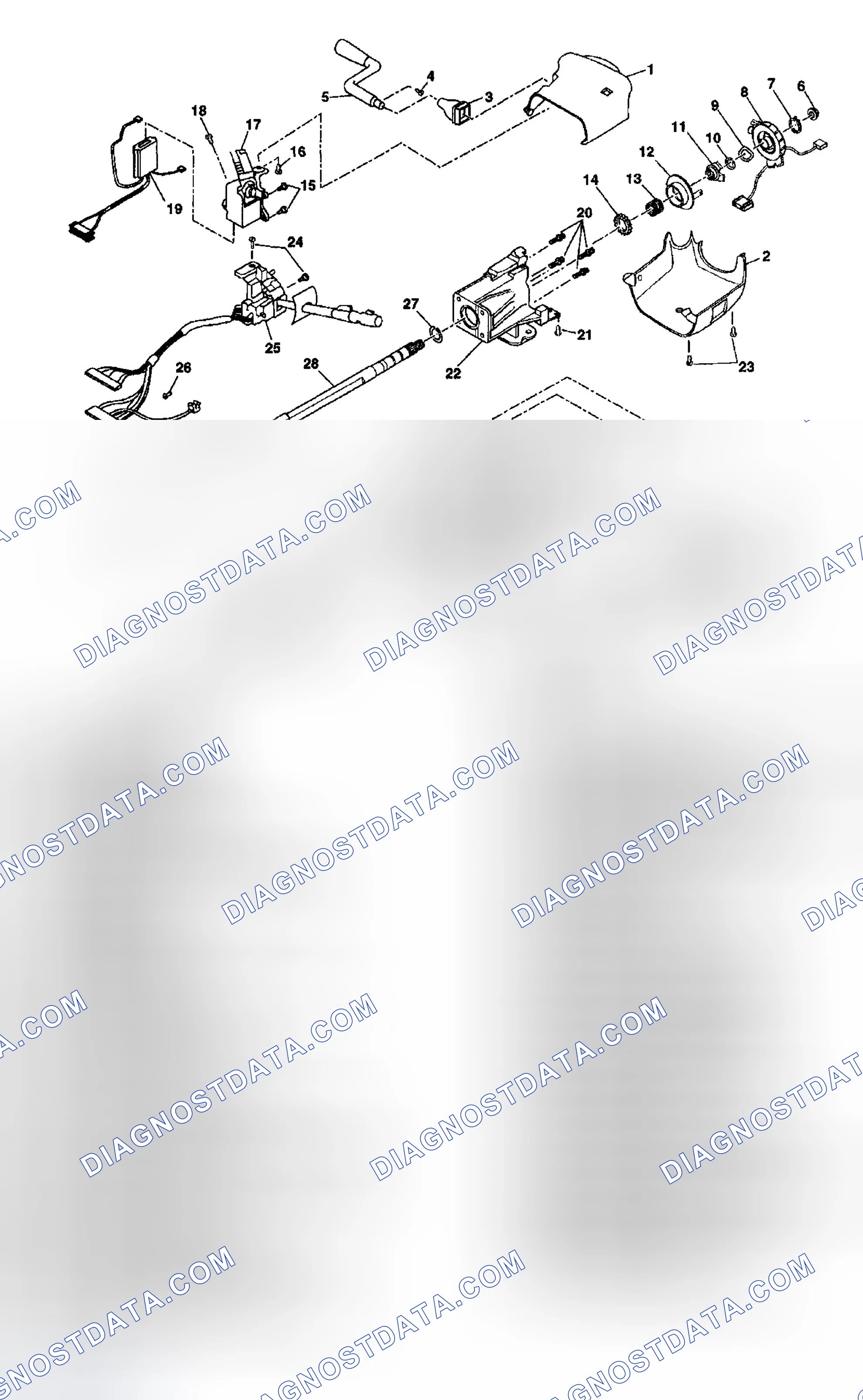 Scheme 3: Steering Column Disassembled View (Column Shift Standard)