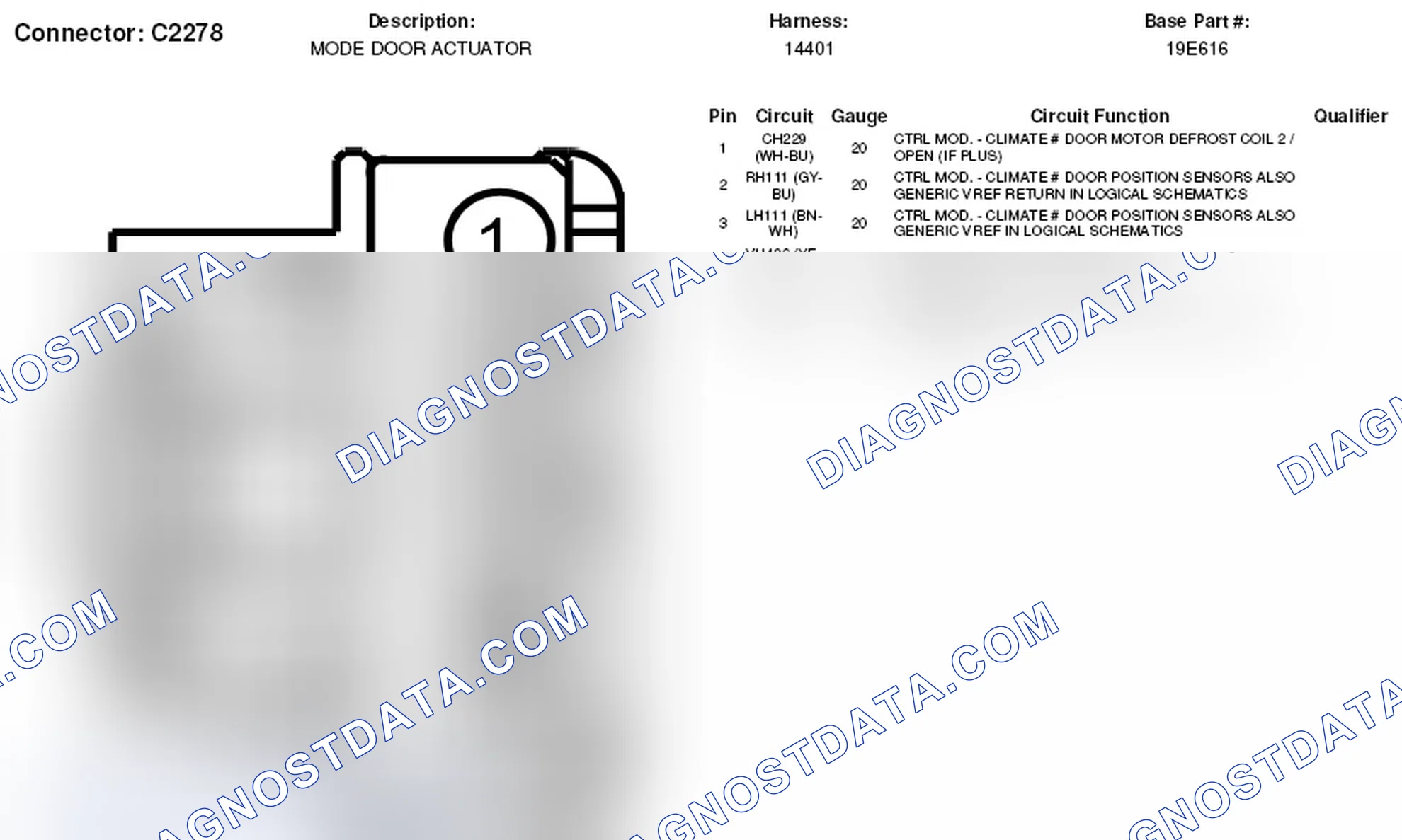 Scheme 237: Mode Door Actuator Connector End View (C2278)
