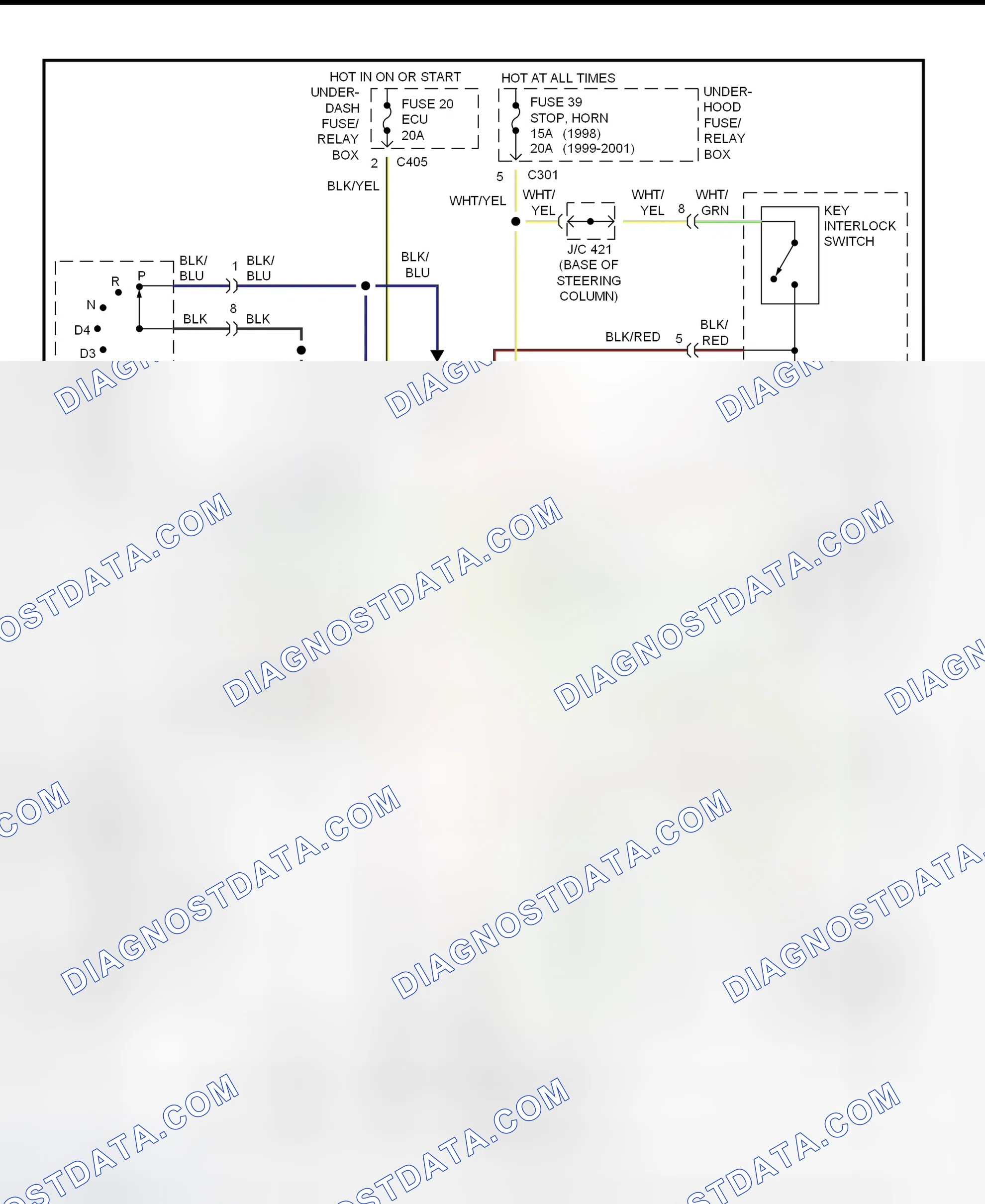 Scheme 121: Shift & Key Interlock System Wiring Diagram (Acura 3.5RL)