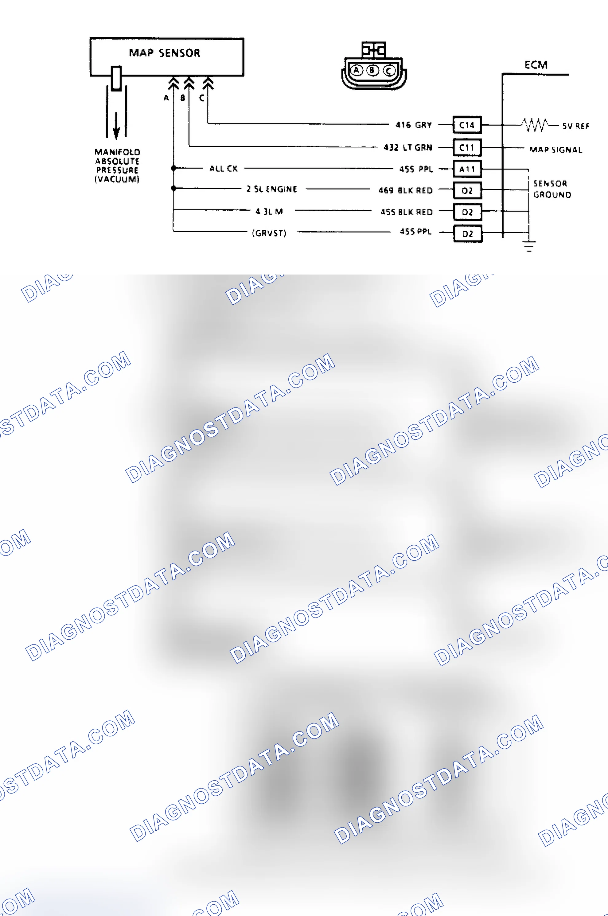 Scheme 133: Code 33 - MAP Sensor (Signal Voltage High) ("SCAN" Diagnostics)
