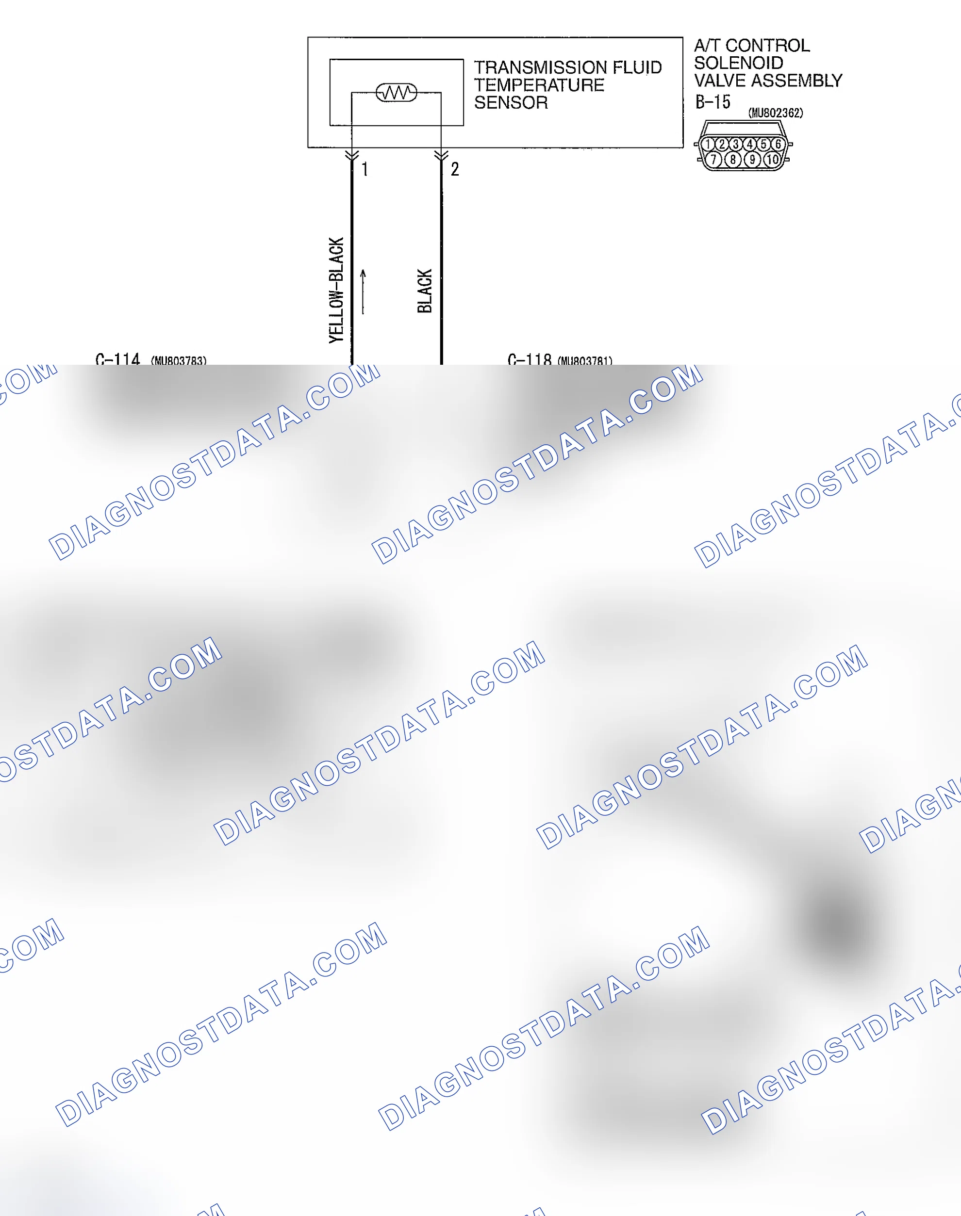 Scheme 890: DTC 15 (P0713): Transmission Fluid Temperature Sensor System (Open Circuit)