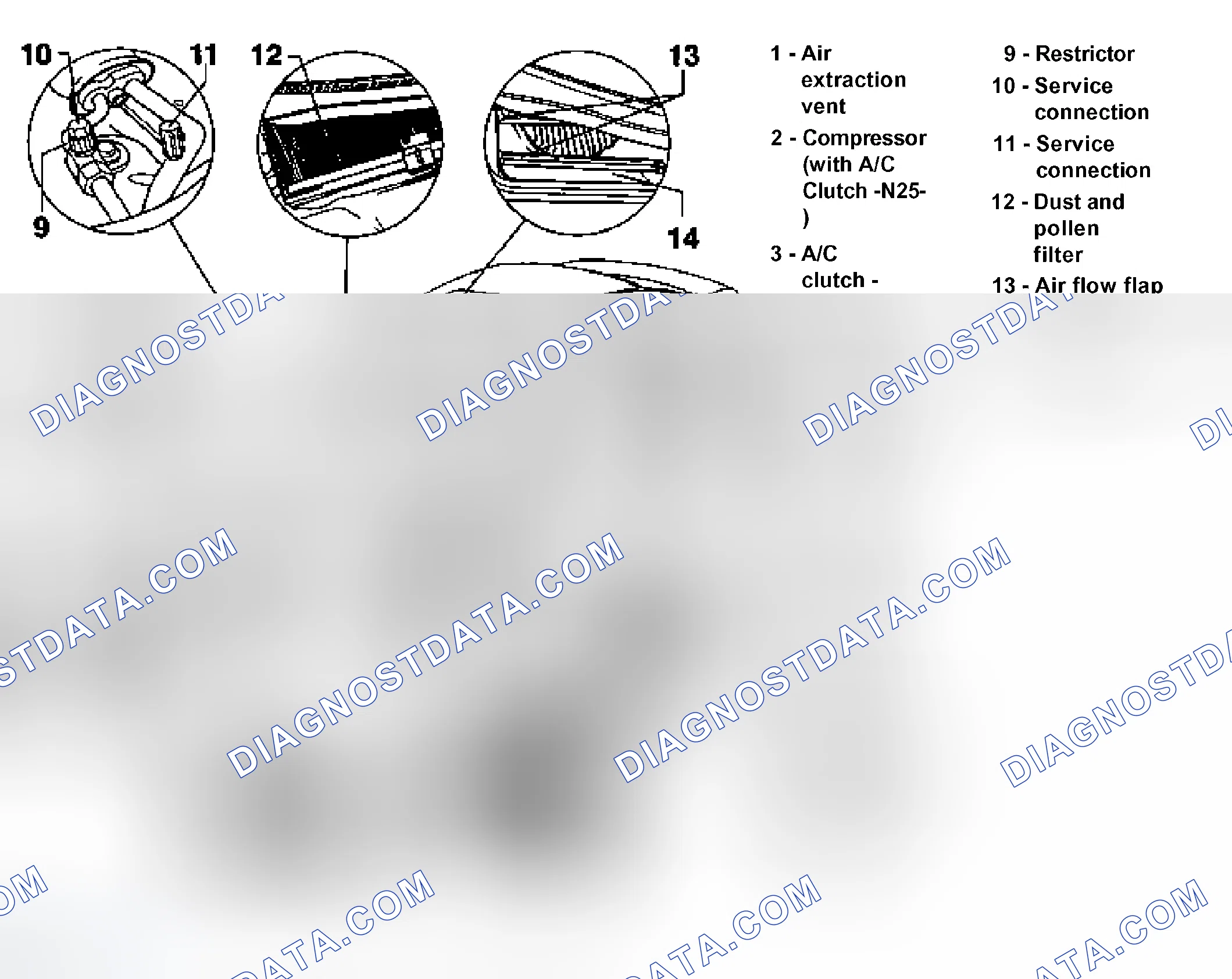 Scheme 34: A/C system components (in engine compartment)