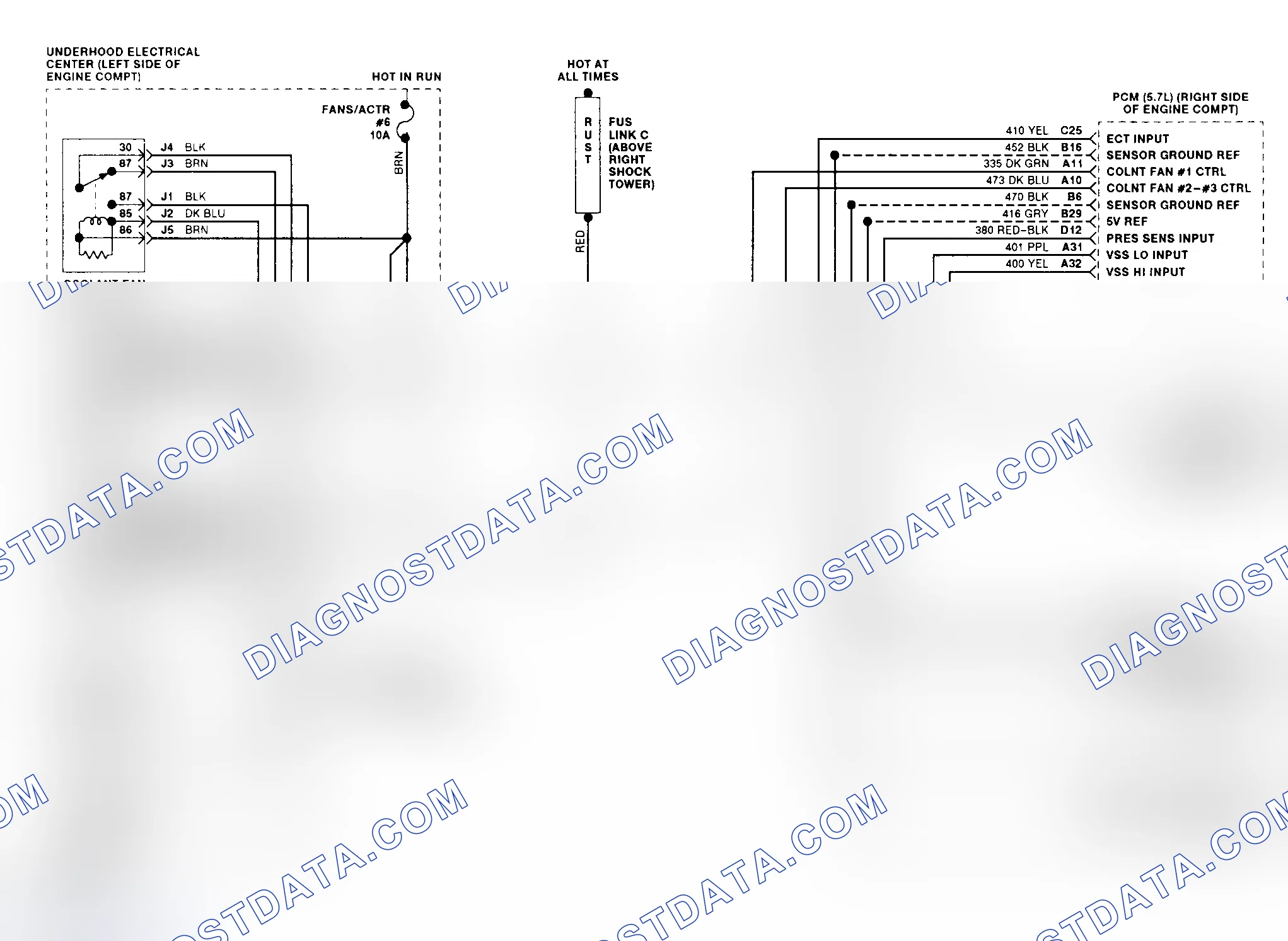 Scheme 8: Cooling Fan Circuit Wiring Diagram ("F" Body - 5.7L VIN P Late)
