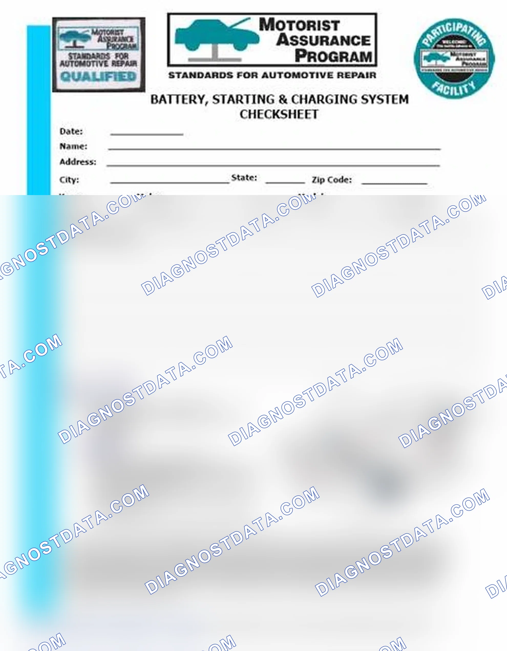 Scheme 3: Battery, Starting & Charging System Checksheet (1 Of 2)