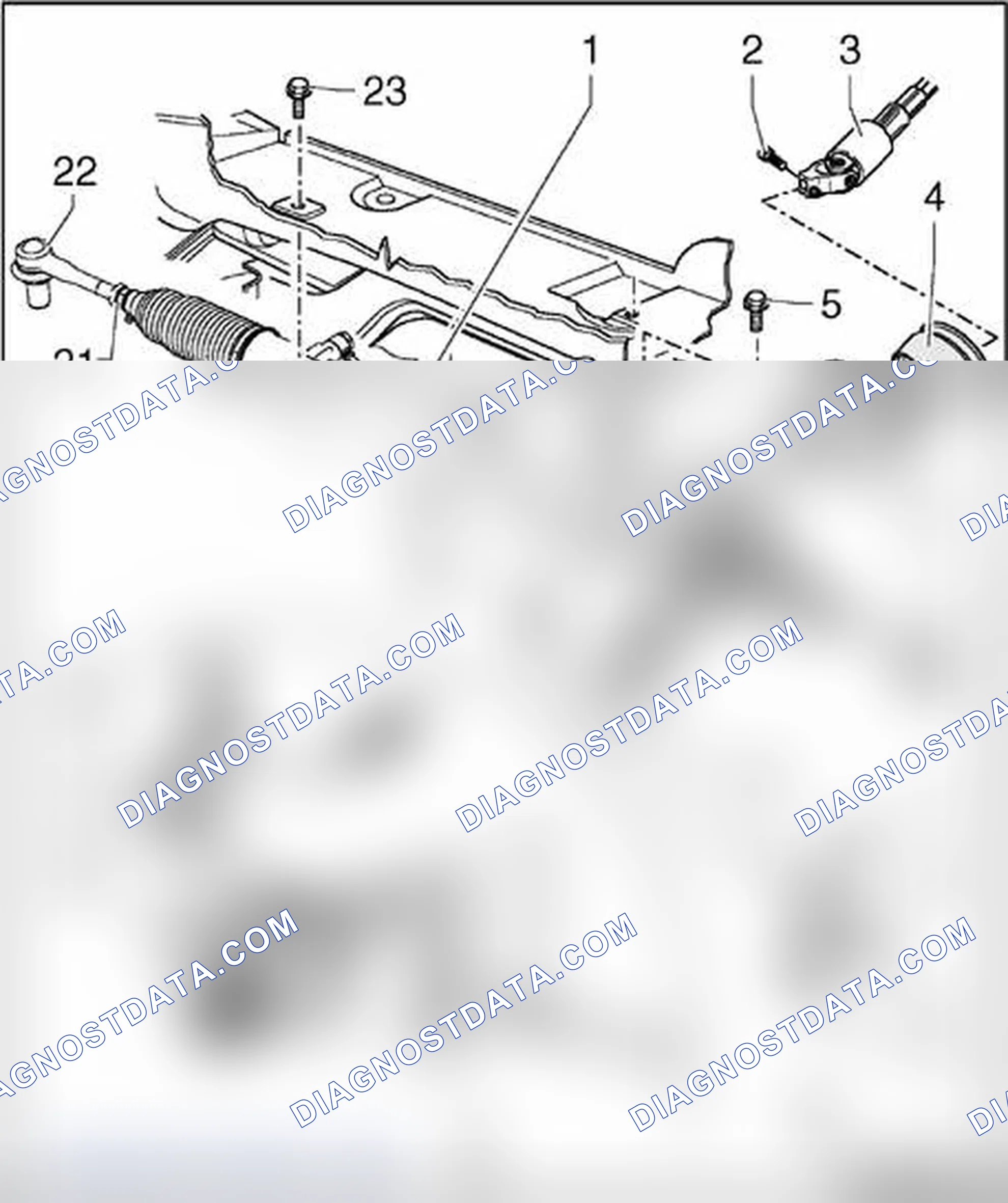 Scheme 334: Power steering gear, assembly overview
