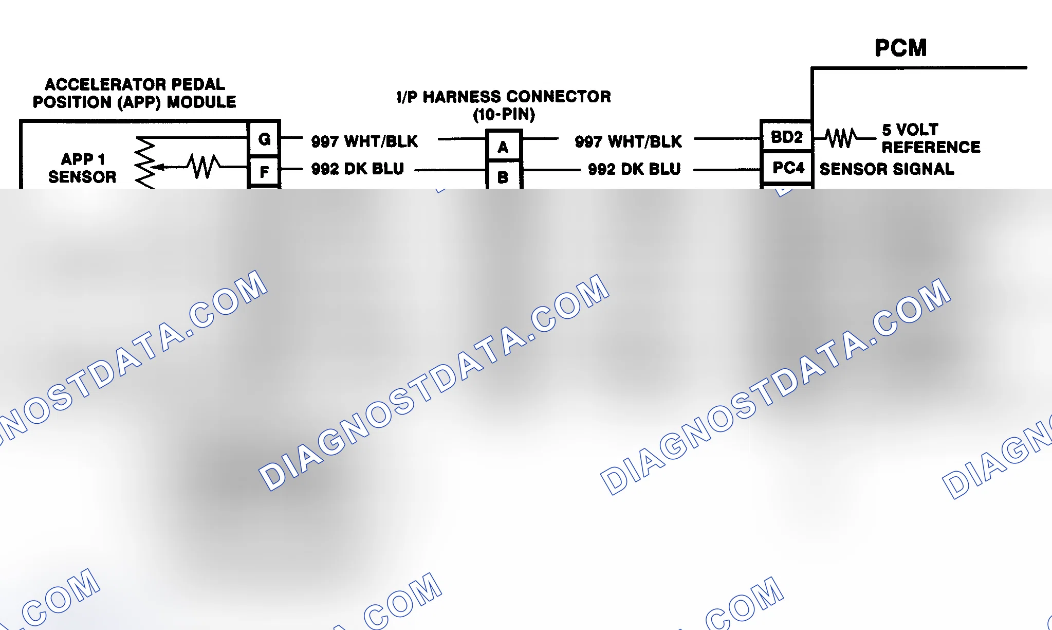 Scheme 130: DTC 21 Schematic (6.5L Diesel) APP No. 1 Circuit High (Models With PCM)