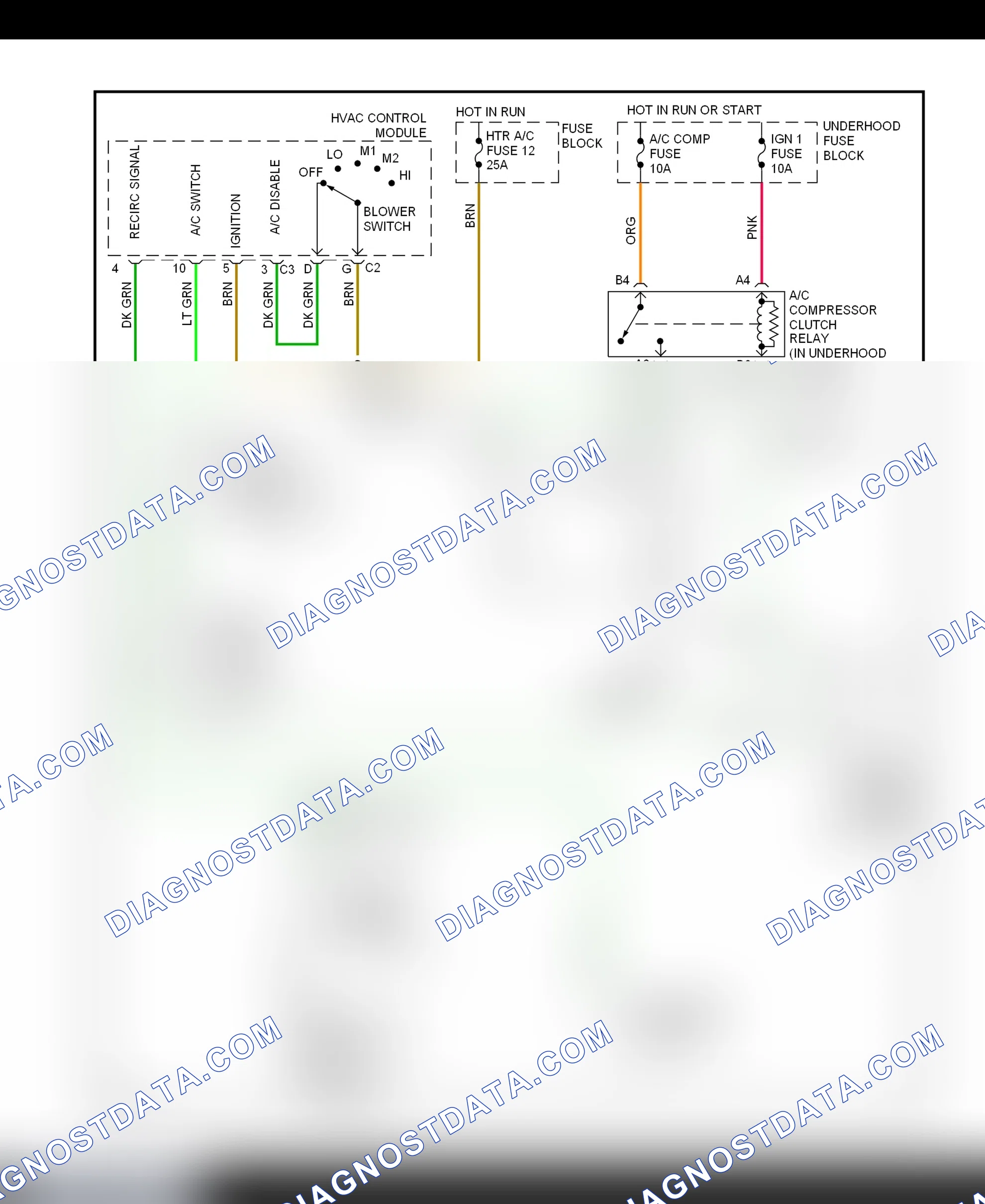 Scheme 14: A/C Compressor Clutch Control Circuit Wiring Diagram ("C" & "K" Pickups, Suburban, Tahoe & Yukon - Diesel Engine)