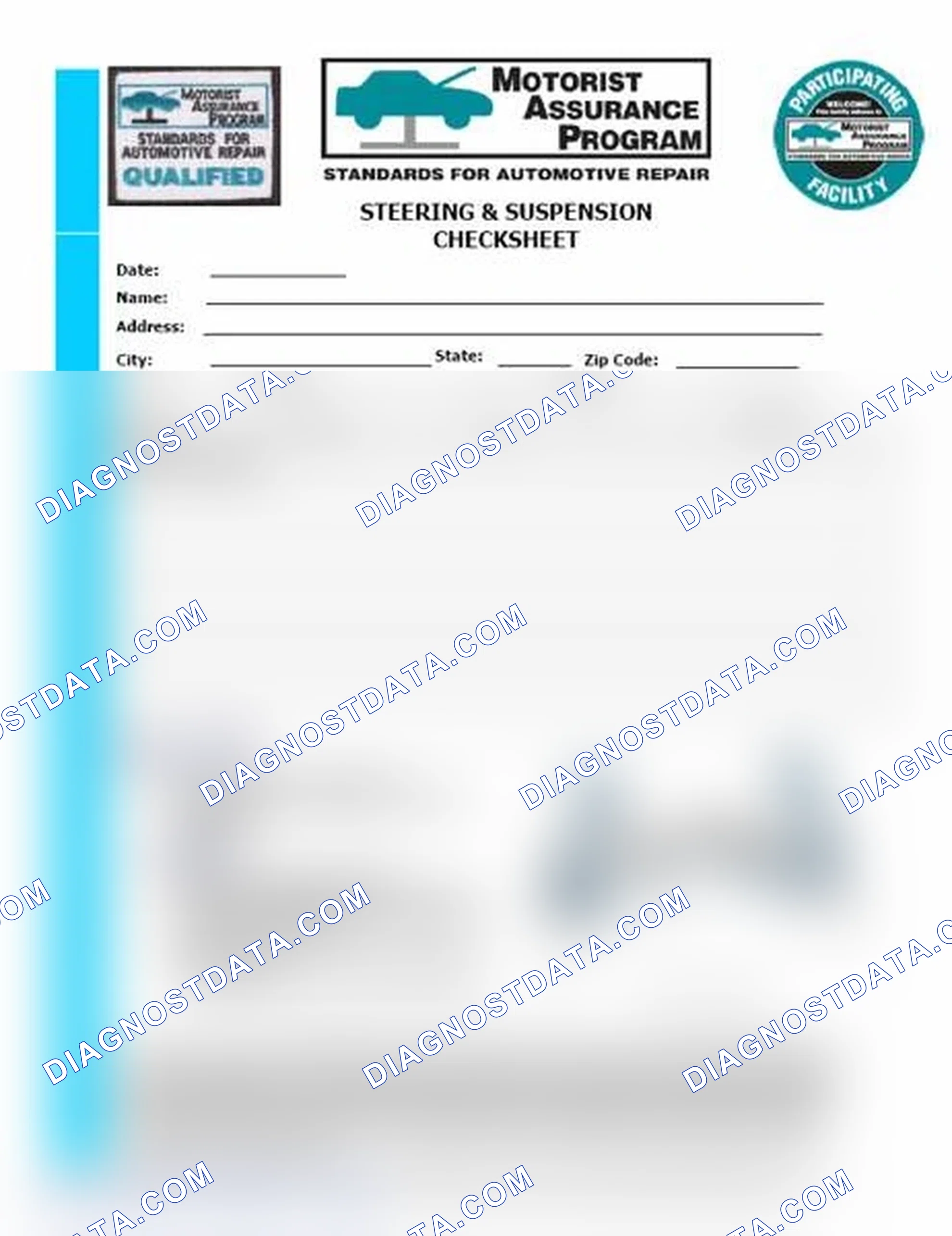 Scheme 11: Steering & Suspension Checksheet (1 Of 2)