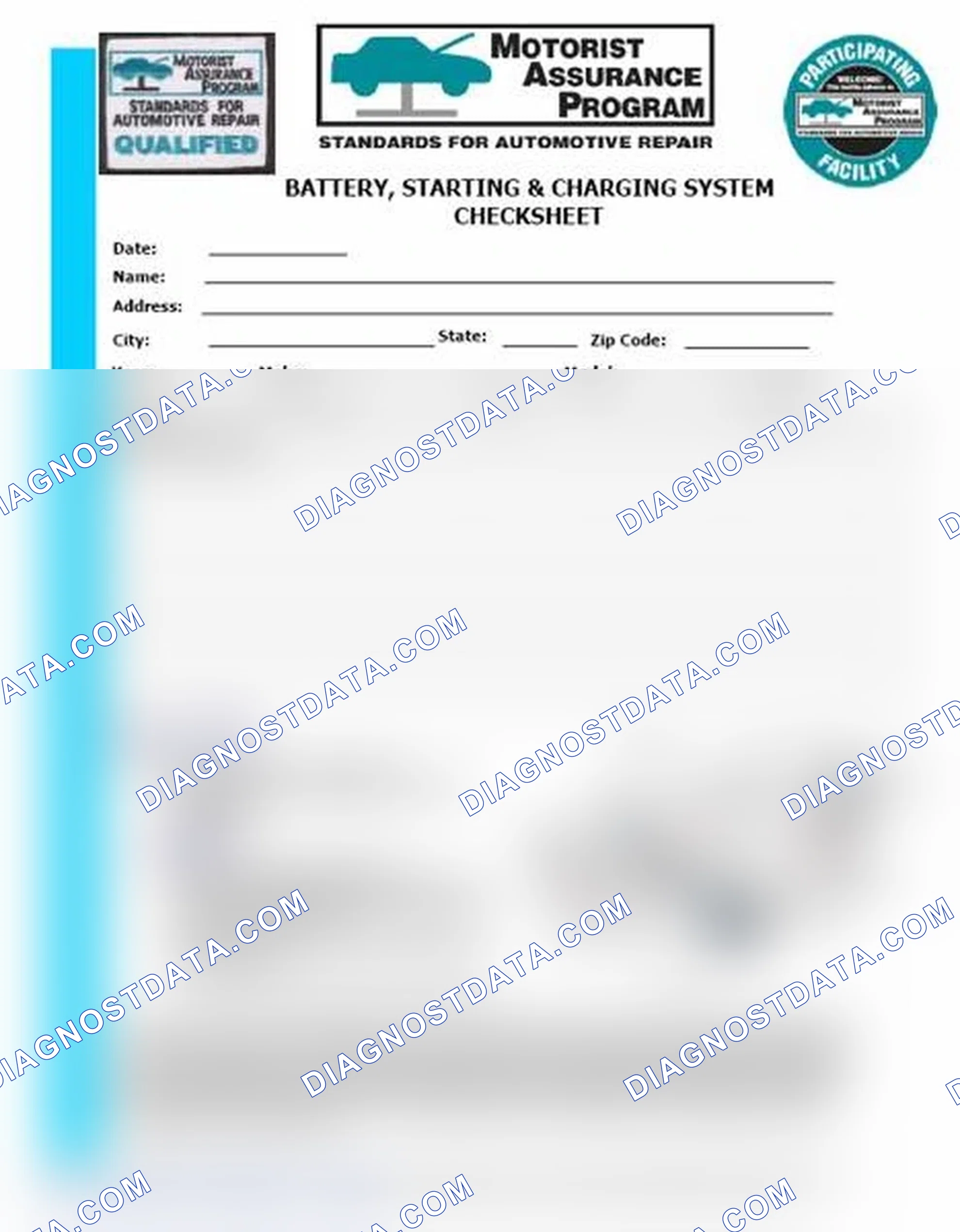 Scheme 3: Battery, Starting & Charging System Checksheet (1 Of 2)