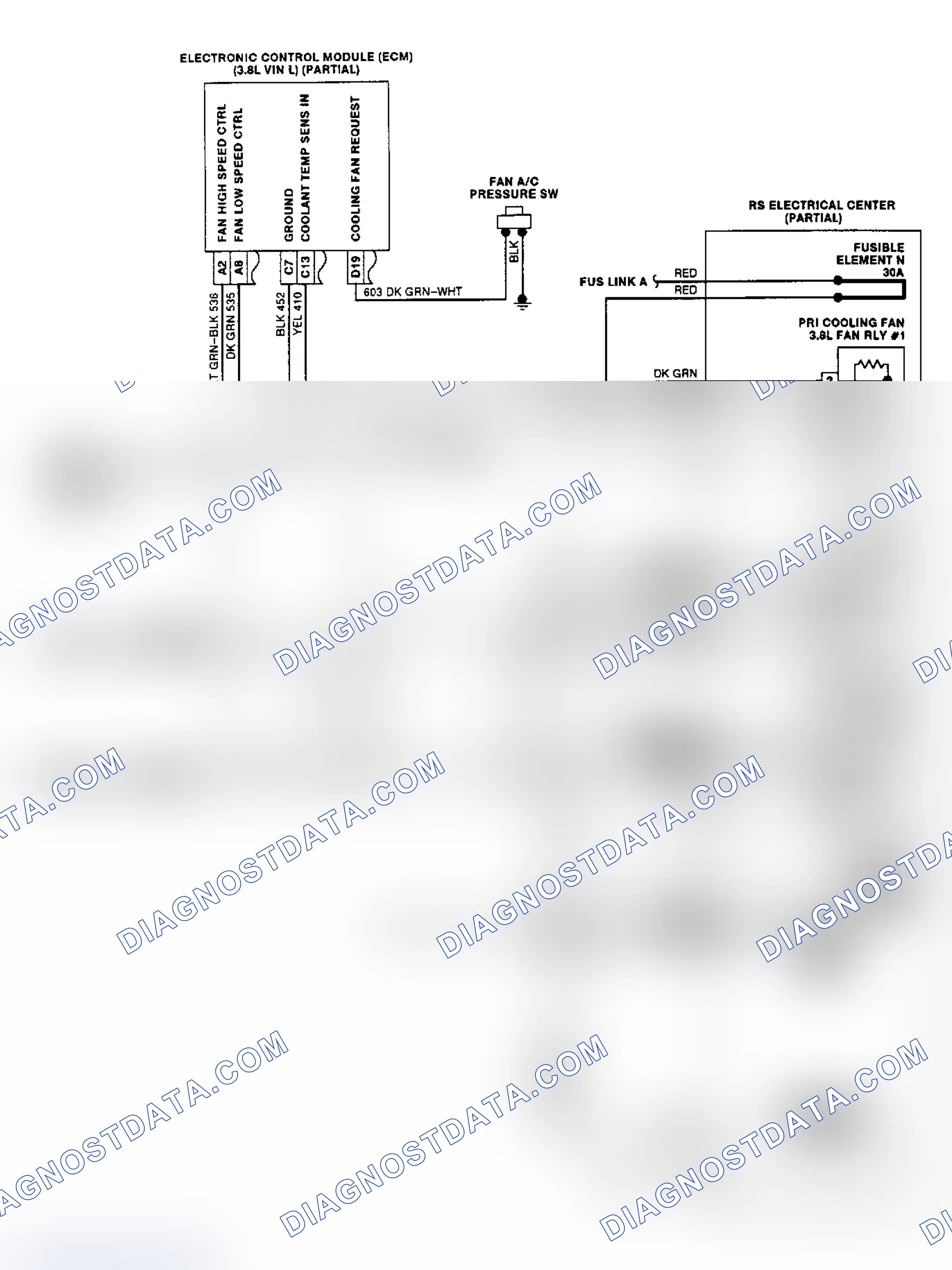 Scheme 25: Cooling Fan Circuit Wiring Diagram (3.8L)