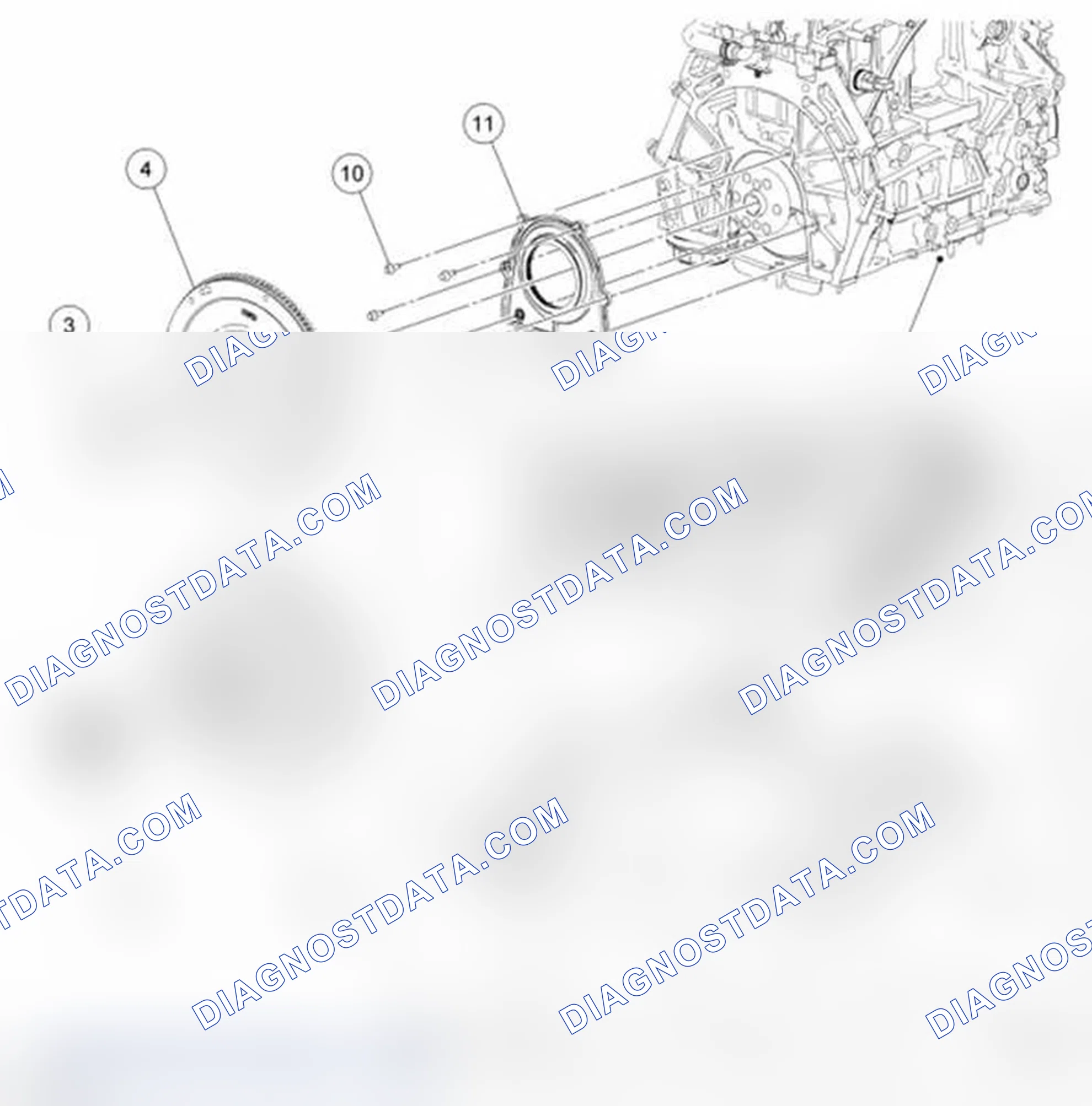 Scheme 35: Lower End Components - Exploded View, Flexplate, Flywheel and Crankshaft Rear Seal