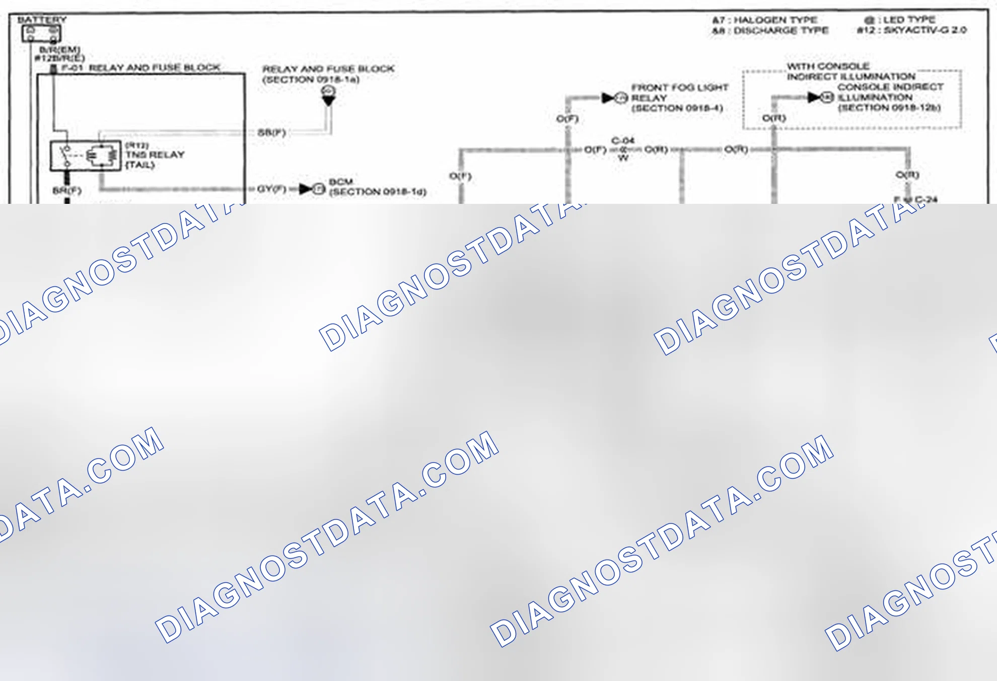 Scheme 300: License Plate Light / Parking Light / Taillight Wiring Diagram - 0918-3 (1 Of 2)