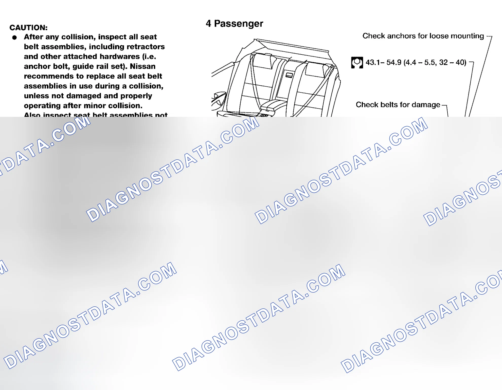 Scheme 60: Checking Seat Belts, Buckles, Retractors, Anchors and Adjusters