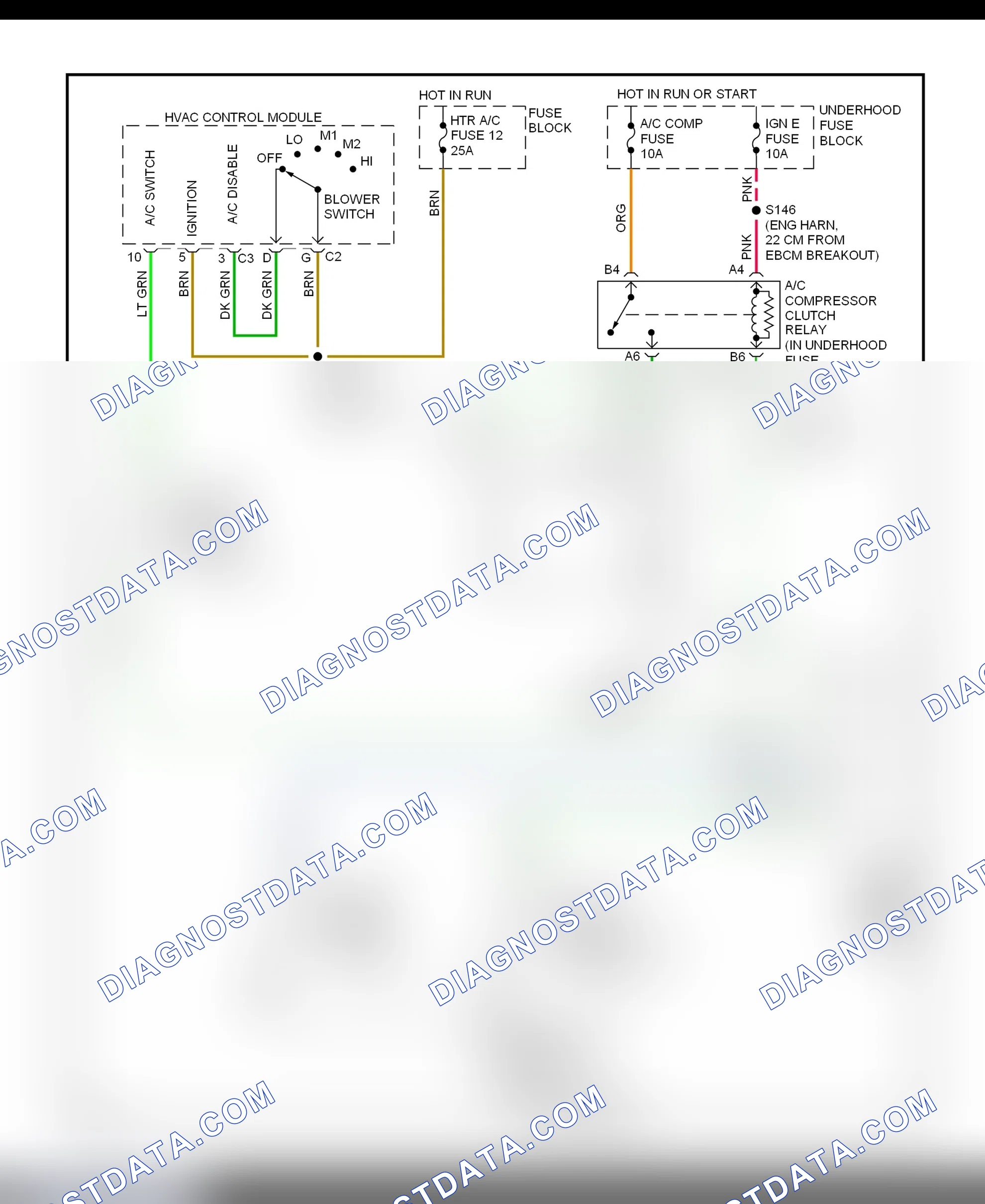 Scheme 13: A/C Compressor Clutch Control Circuit Wiring Diagram ("C" & "K" Pickups, Escalade, Suburban, Tahoe & Yukon - Except Diesel Engine)