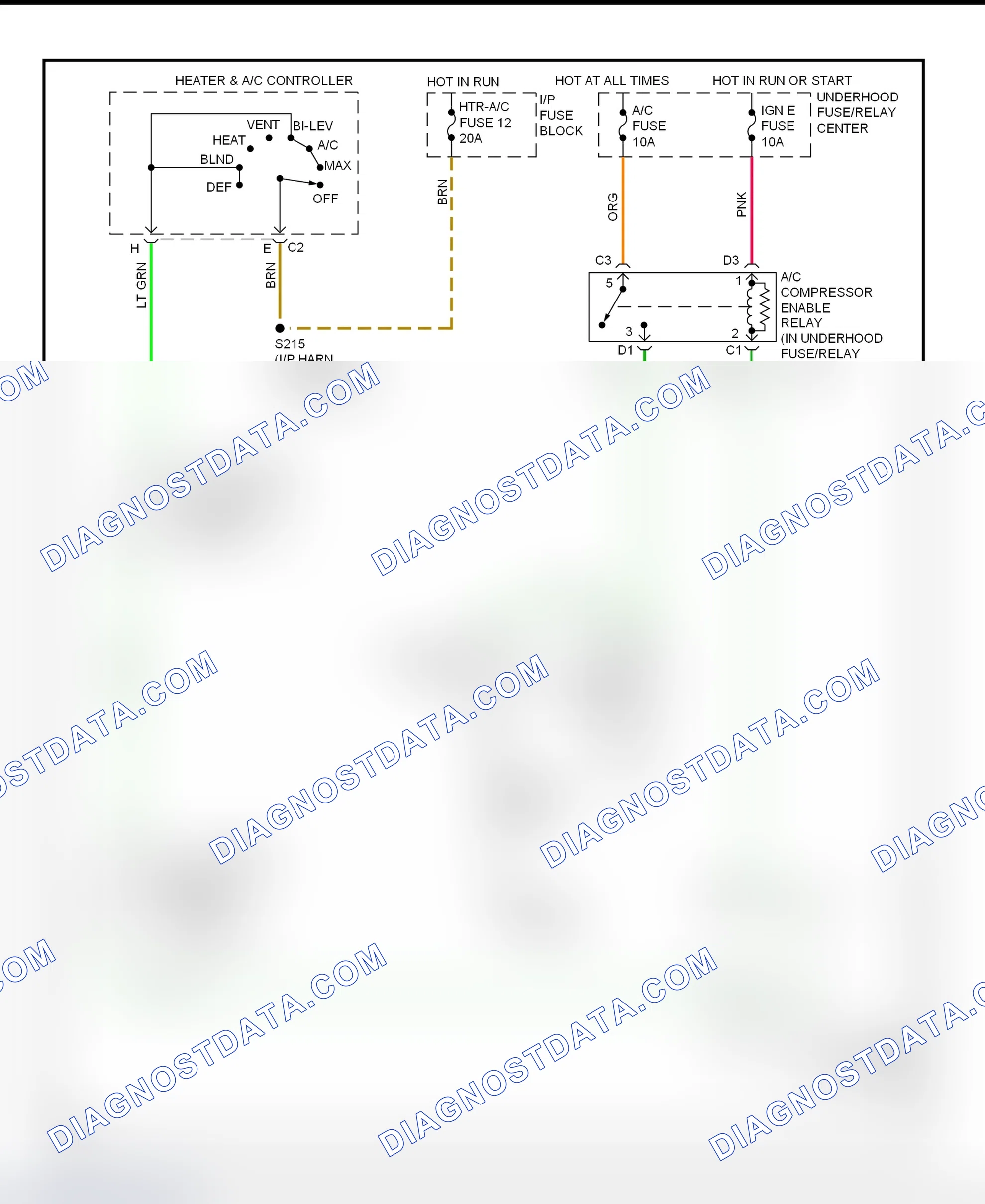 Scheme 24: A/C Compressor Clutch Control Circuit Wiring Diagram (2000 Express & Savana - Diesel Engine)