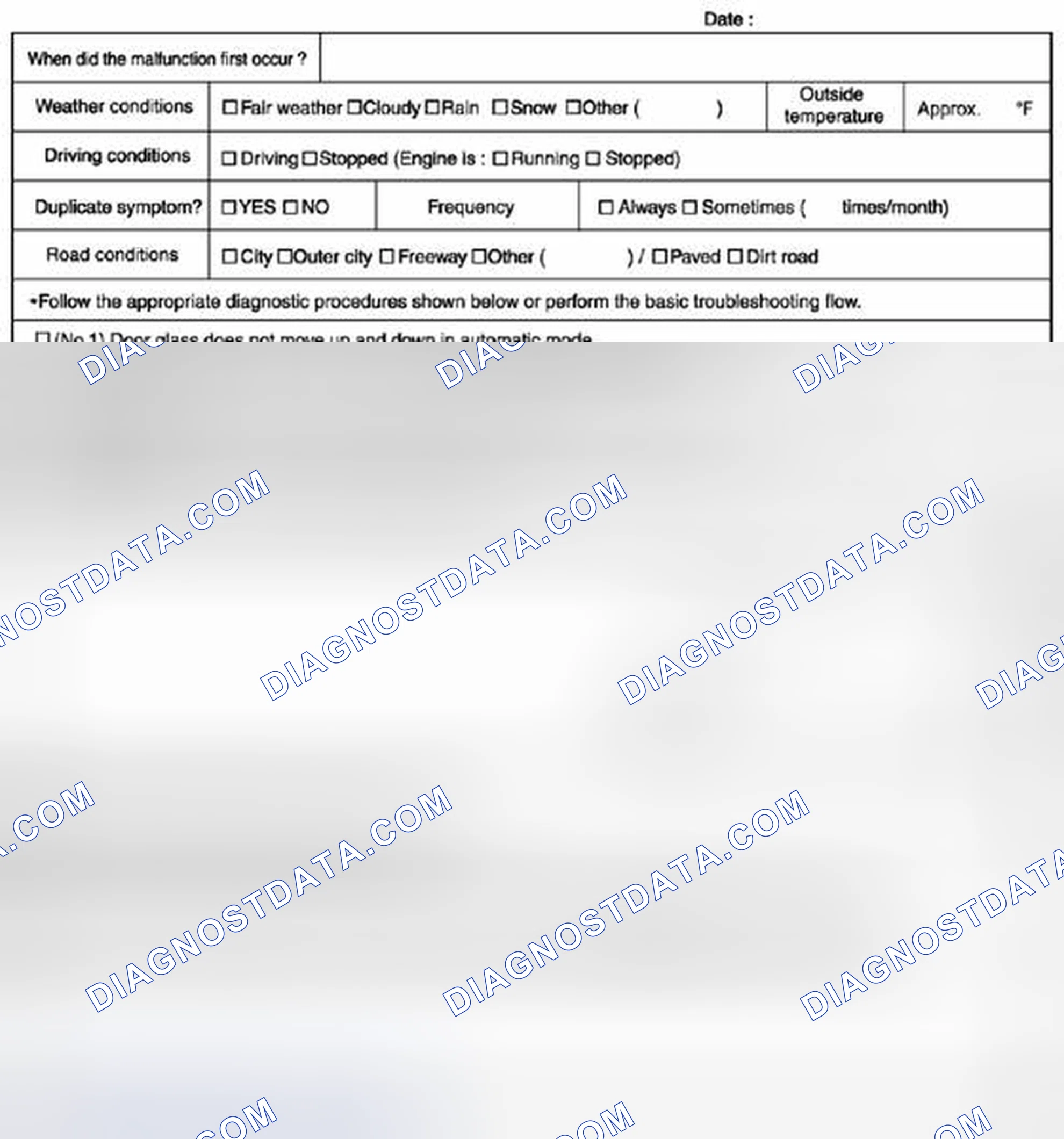 Scheme 11: Power Window System Troubleshooting Questionnaire [Power Window Systems (Auto-Open/Close Function)]
