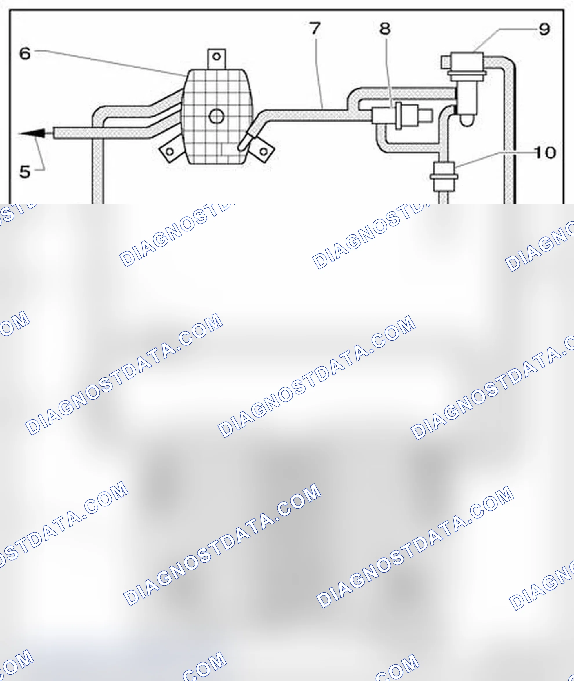 Scheme 92: Evaporative emissions (EVAP) system with leak detection system, vehicles with 12-cyl. engine, hose r