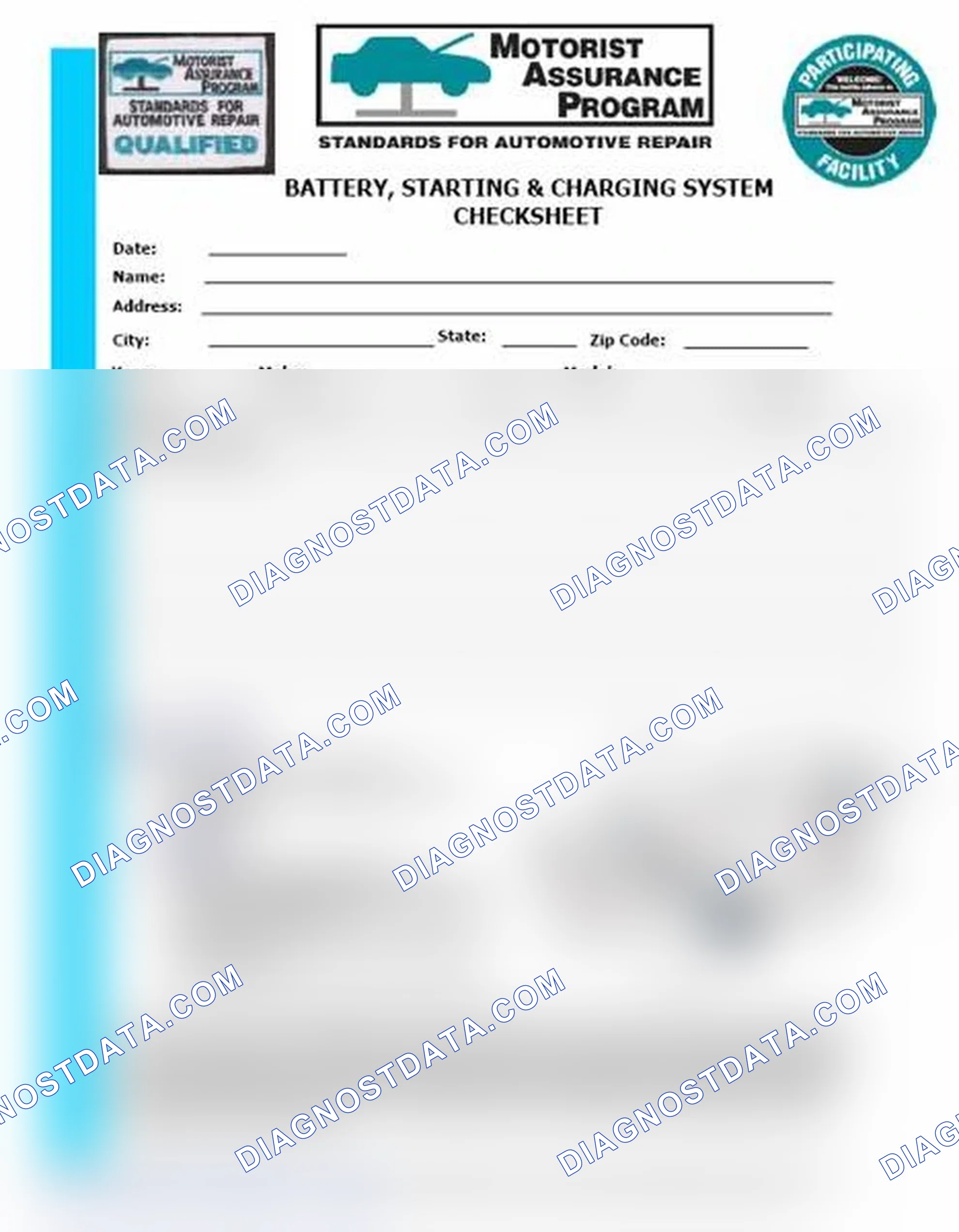 Scheme 3: Battery, Starting & Charging System Checksheet (1 Of 2)