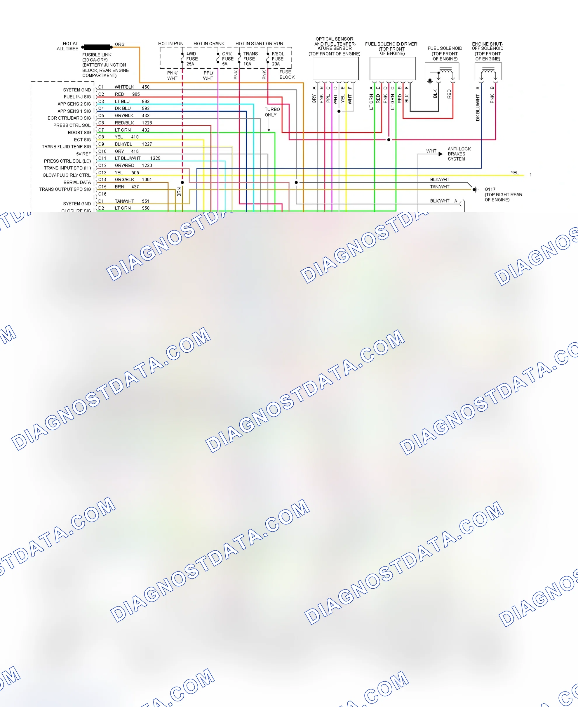 Scheme 390: Wiring Diagram For Blazer, Pickup, Sierra, Suburban & Yukon With 4L80-E (1 Of 2)
