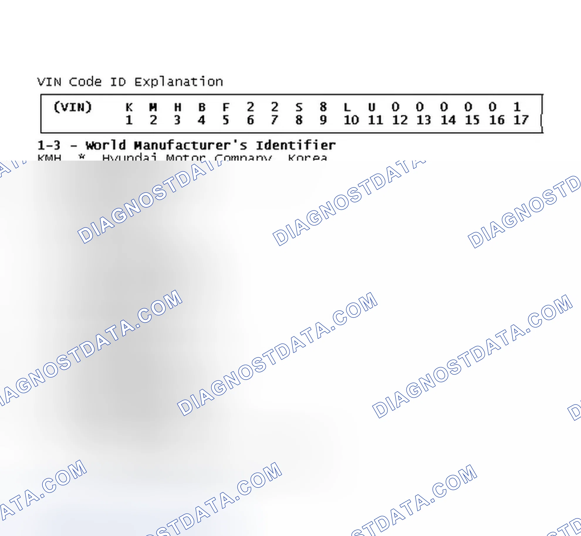 Scheme 4: VIN Code ID Explanation