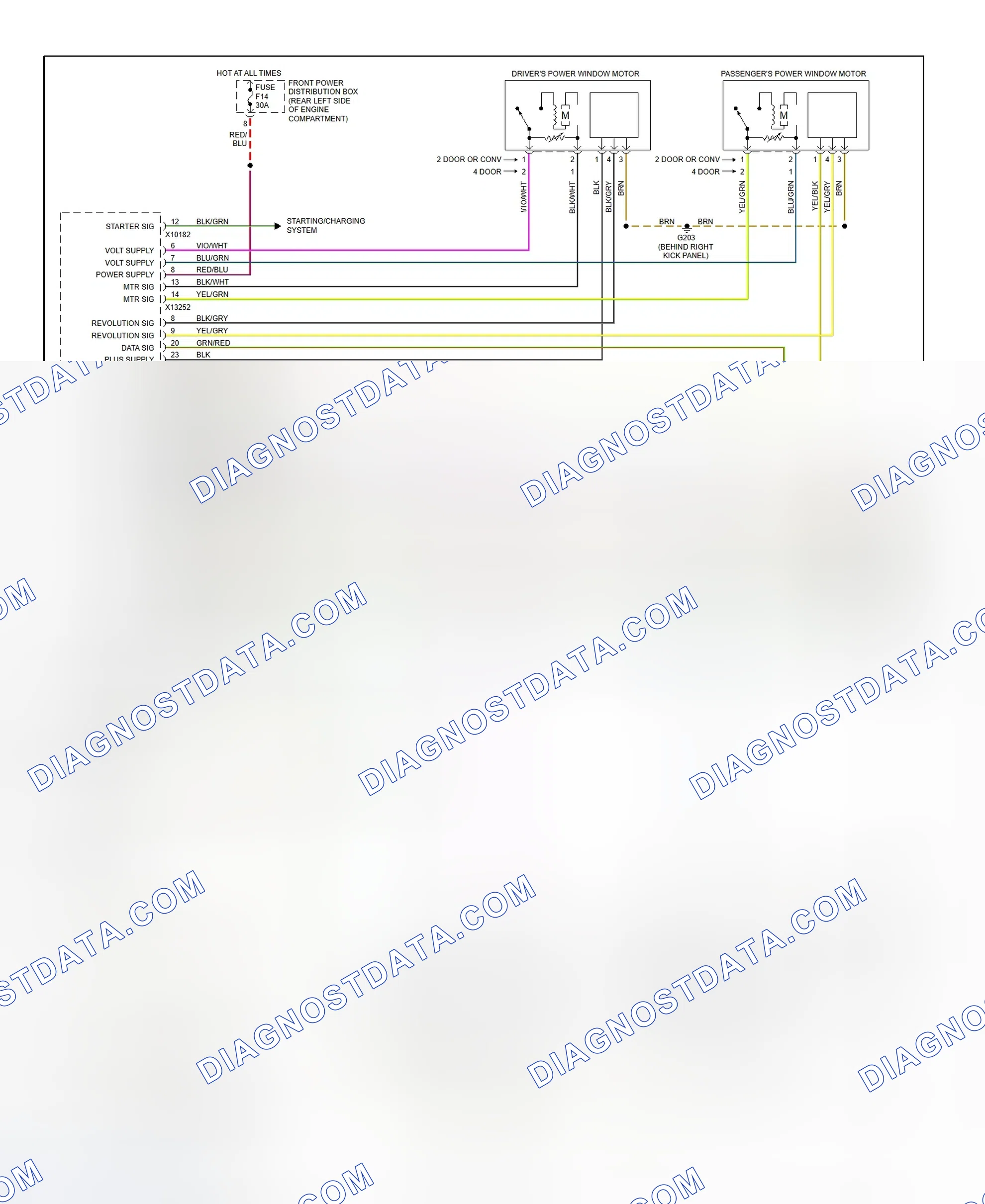 Scheme 7: Power Window Wiring Diagram (1998 318i, 323i Convertible, 323is, 328i, 328i Convertible, 328is & M3 - 1 Of 2)