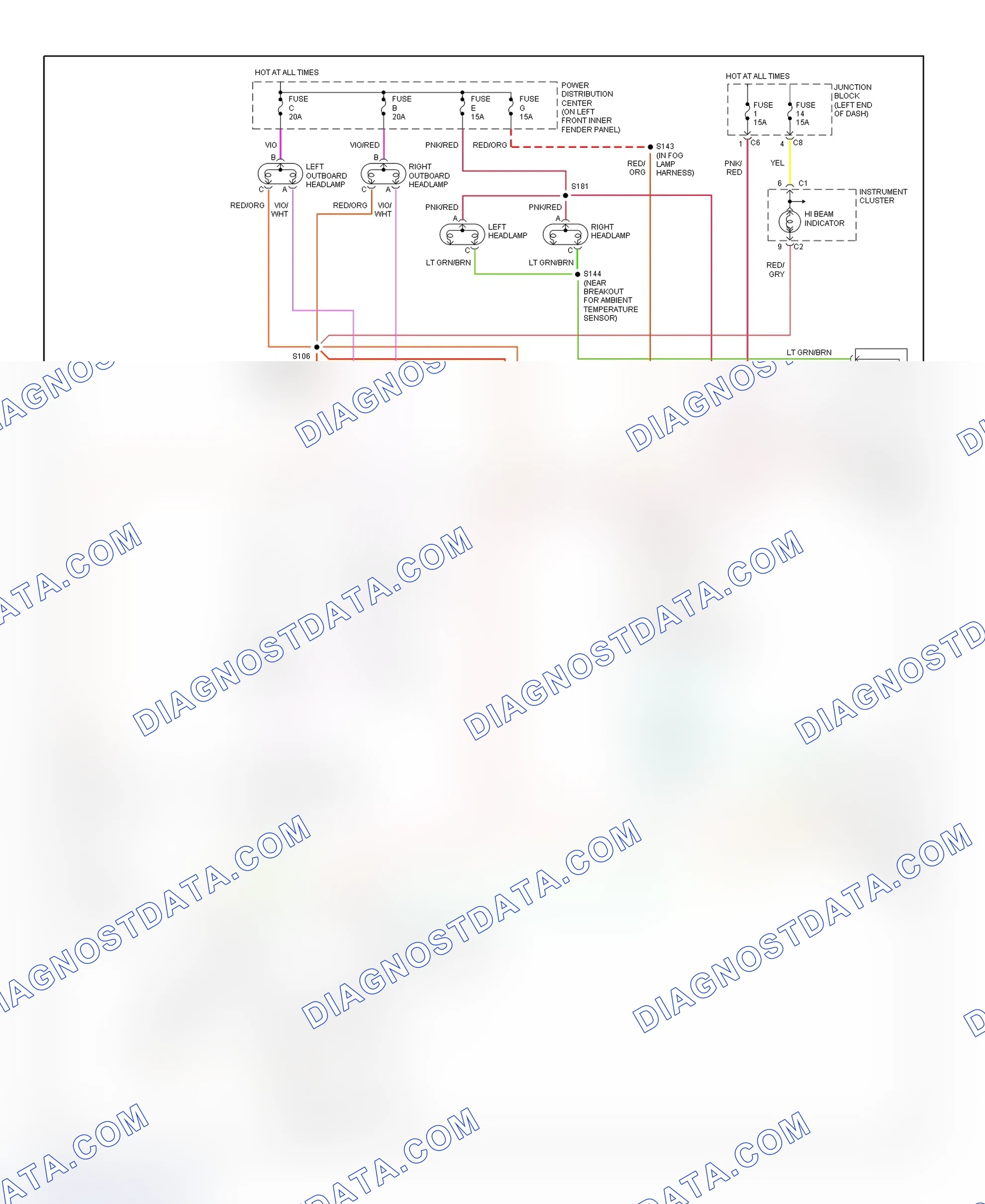 Scheme 9: Headlight System Wiring Diagram (Ram Pickup - With Quad Headlights)