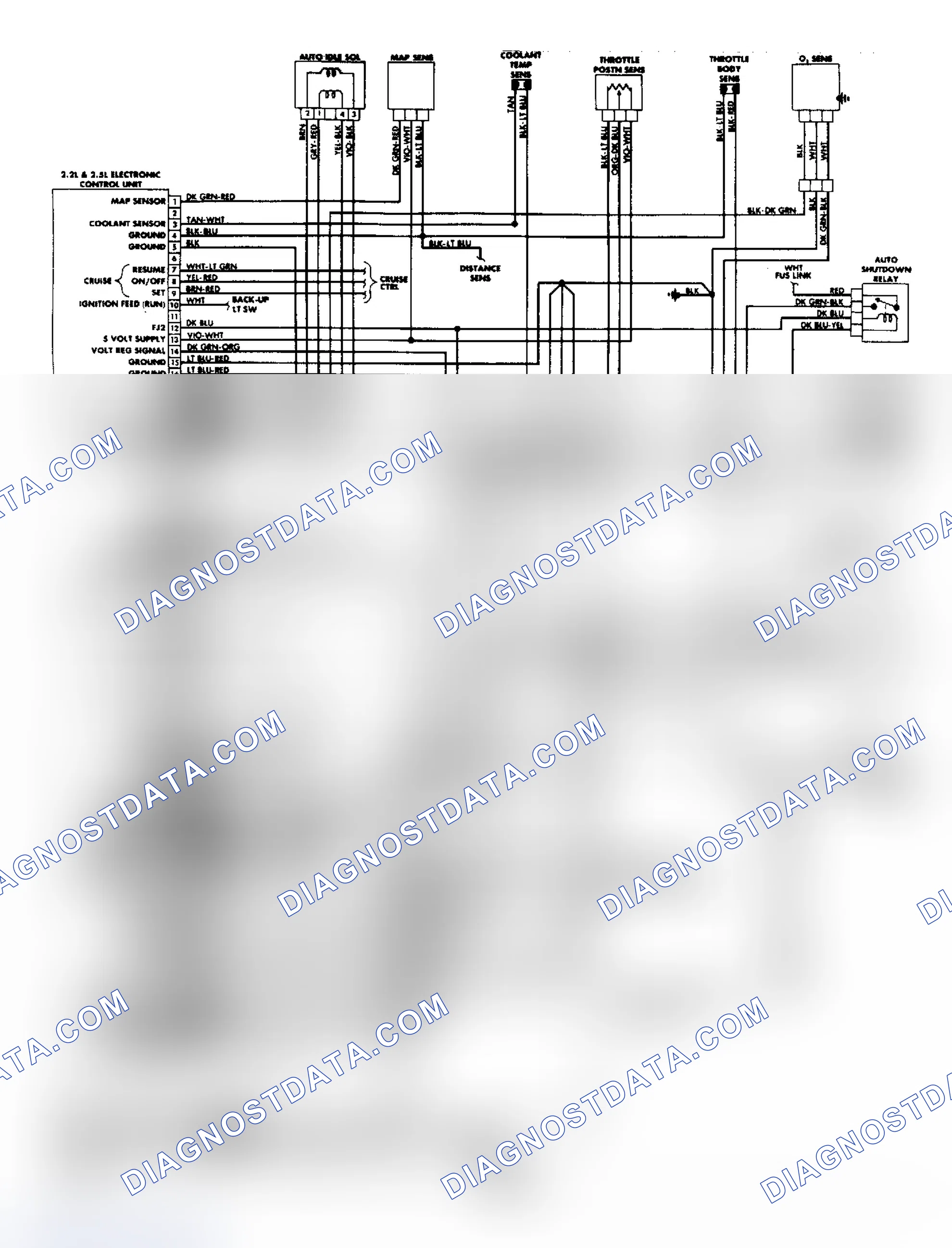 Scheme 9: TBI System Wiring Diagram (Except Horizon & Omni)