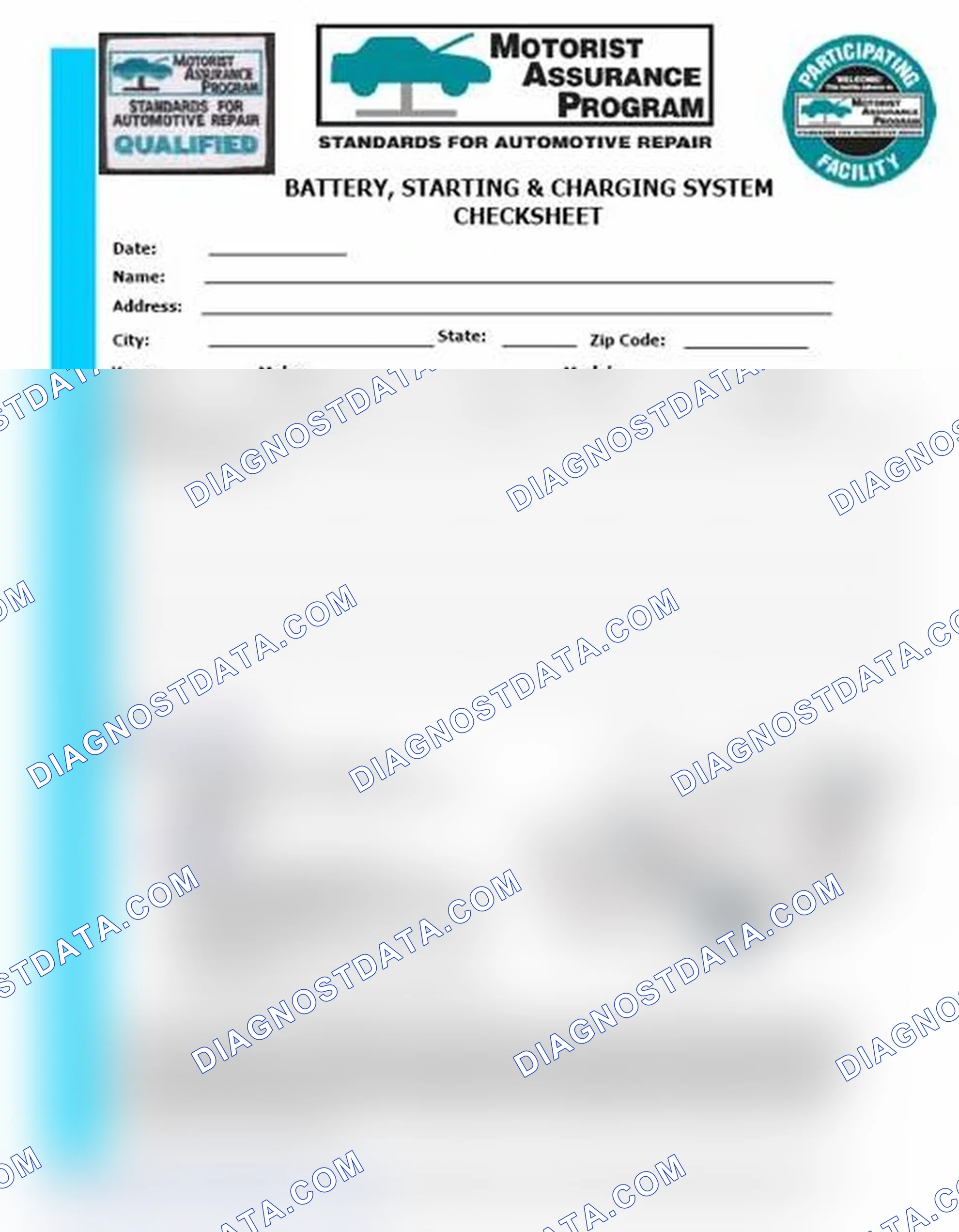 Scheme 3: Battery, Starting & Charging System Checksheet (1 Of 2)