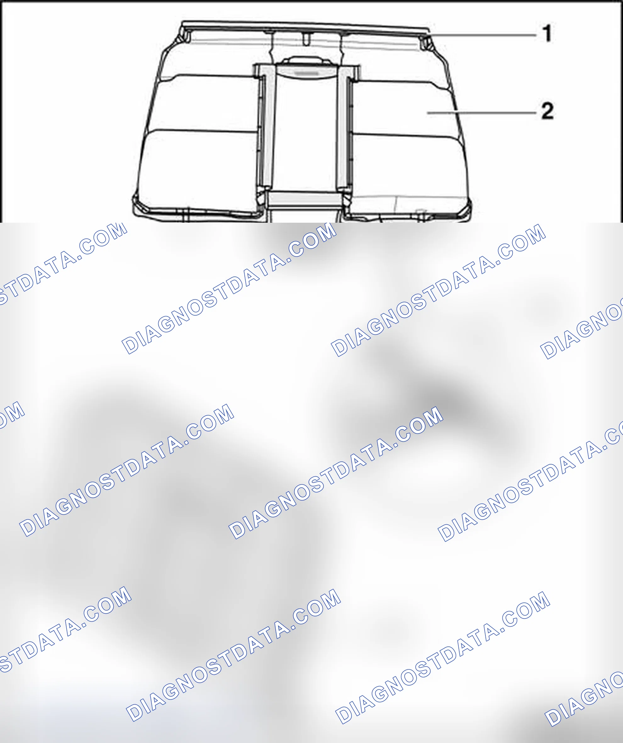 Scheme 307: Cover and padding for rear seat backrest, assembly overview