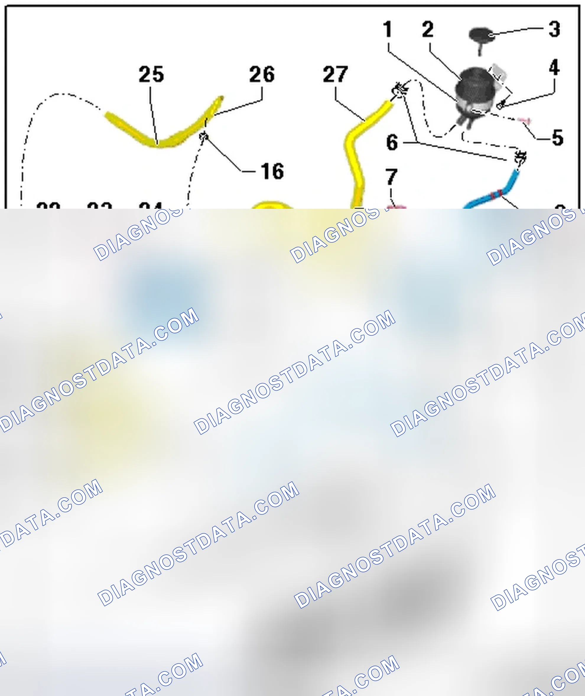 Scheme 179: POWER STEERING PUMP, HYDRAULIC LINES AND RESERVOIR OVERVIEW, VEHICLES WITHOUT DYNAMIC STEERING