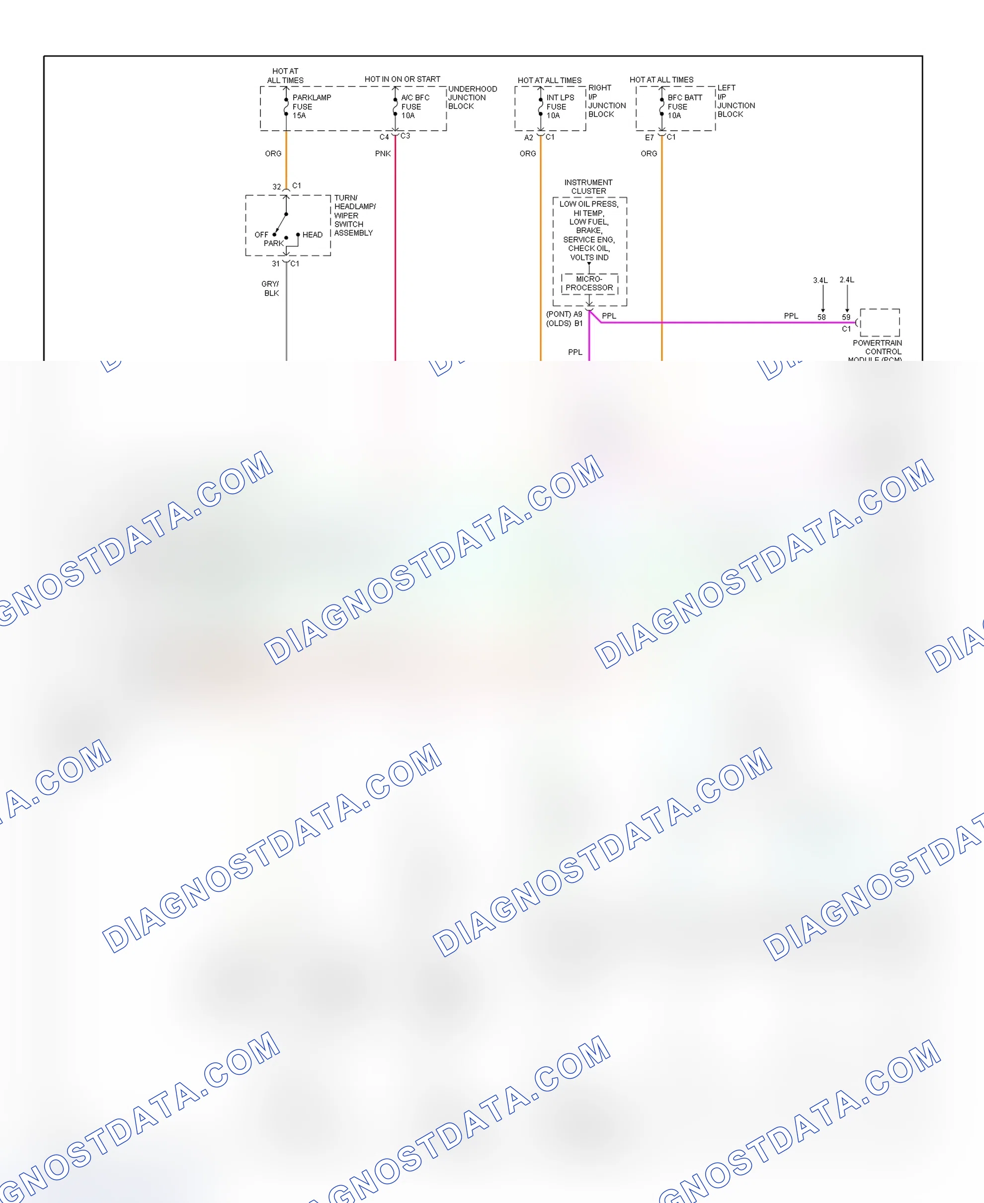 Scheme 1: Warning System Wiring Diagram (Alero & Grand Am)