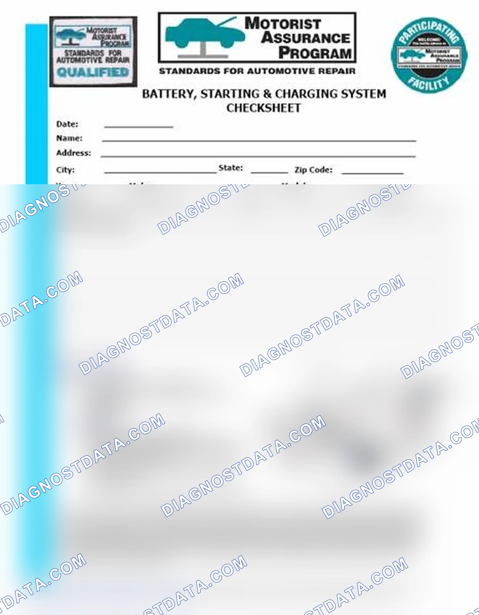 Scheme 3: Battery, Starting & Charging System Checksheet (1 Of 2)